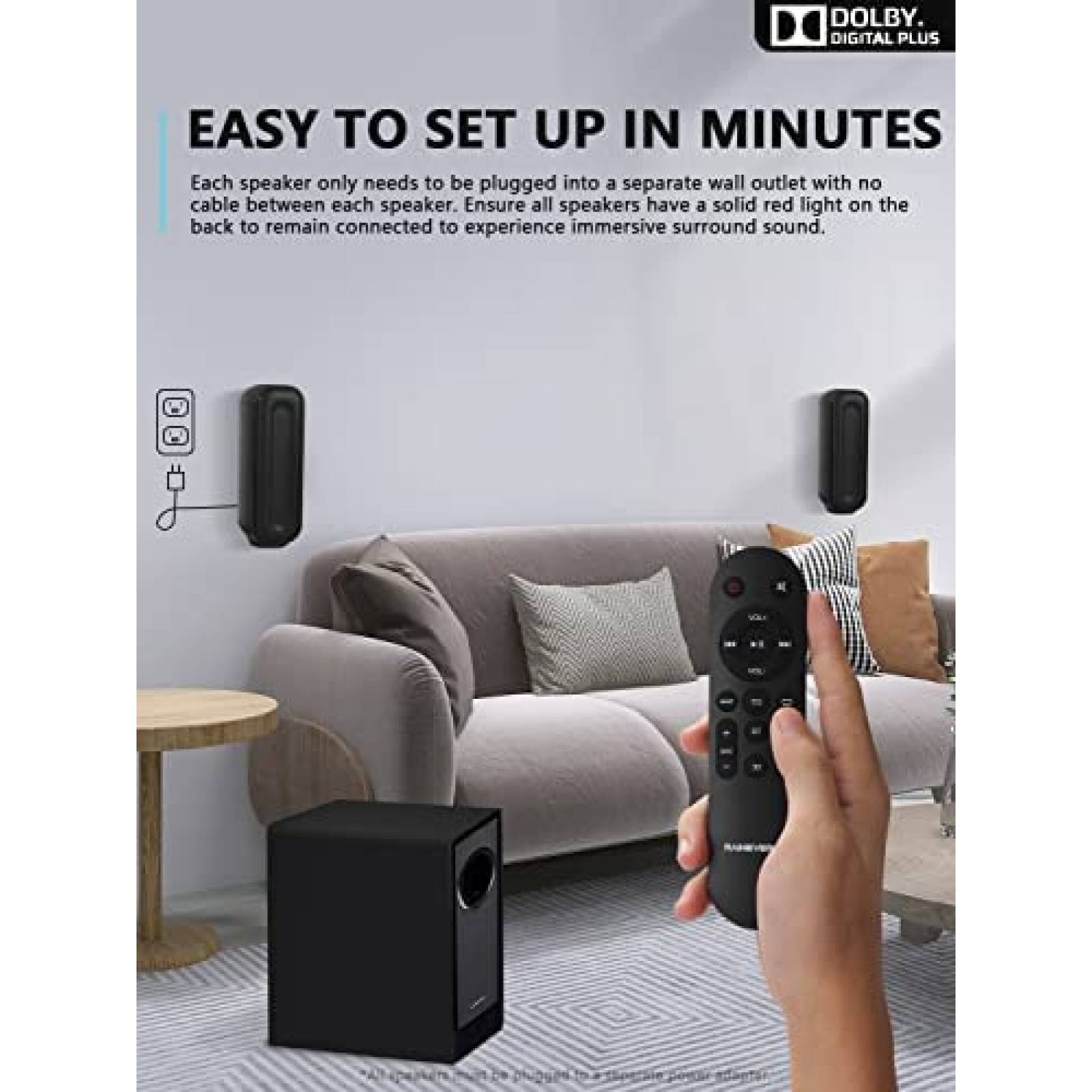 RAINEVERRY 5.1.2 Barra de sonido premium con Dolby Atmos, sistema de sonido  envolvente para TV, subwoofer inalámbrico, sistema de sonido envolvente