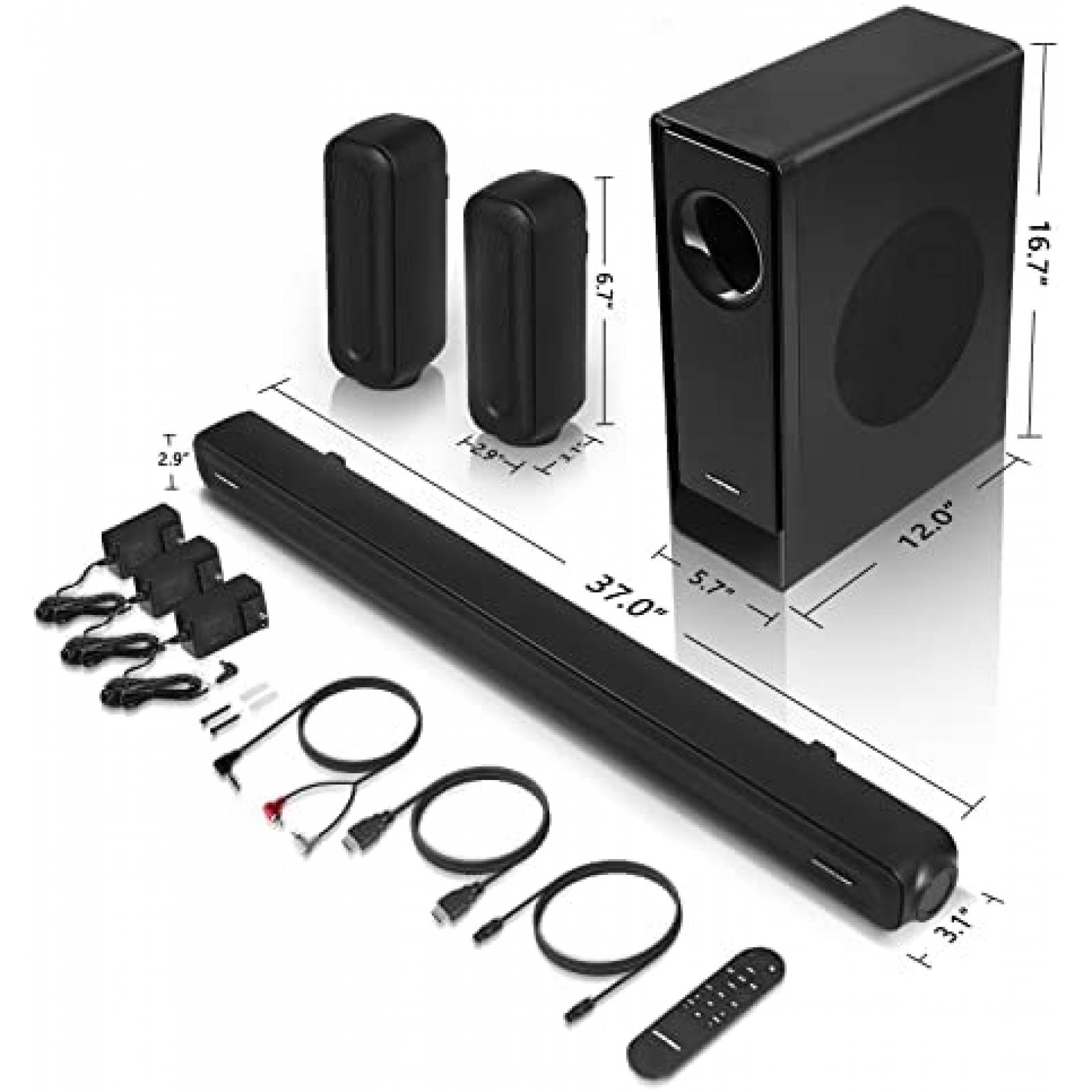 Sistema de Sonido RAINEVERRY 5.1 con Subwoofer Inalambrico