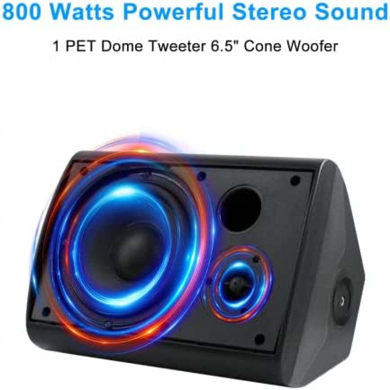 Altavoces Herdio 6.5" 800w Pasivos Exterior 2 Pares -Negro