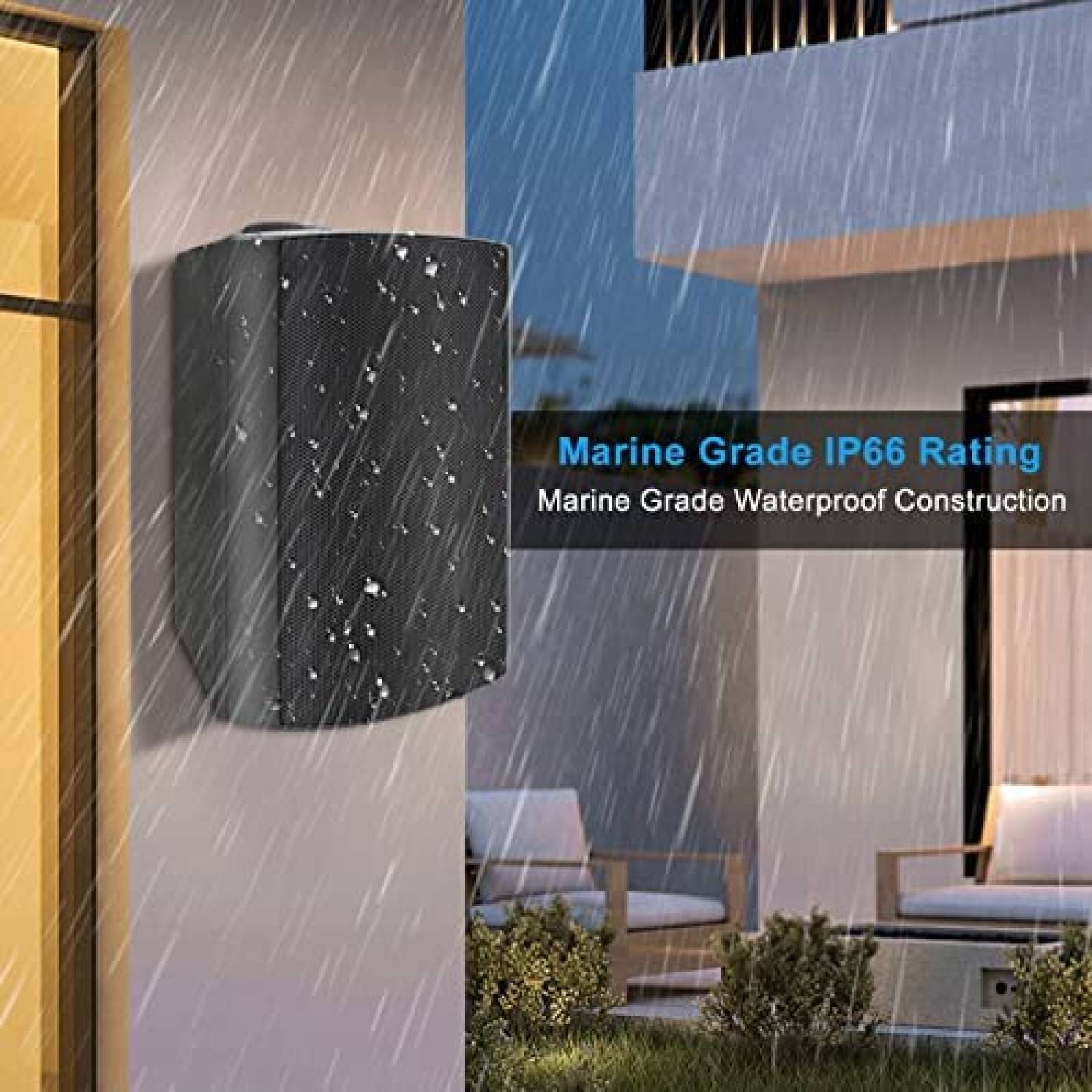 Altavoces Herdio 6.5" 800w Pasivos Exterior 2 Pares -Negro