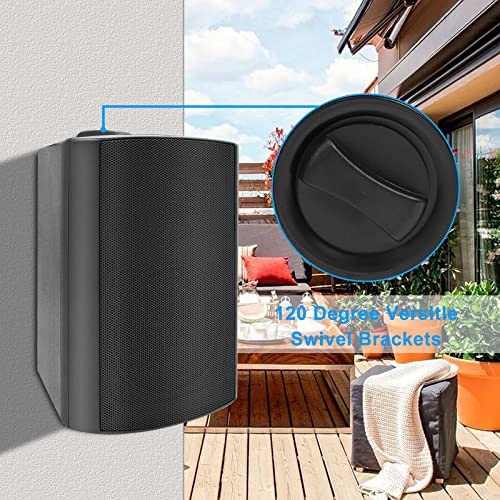 Altavoces Herdio 6.5" 800w Pasivos Exterior 2 Pares -Negro