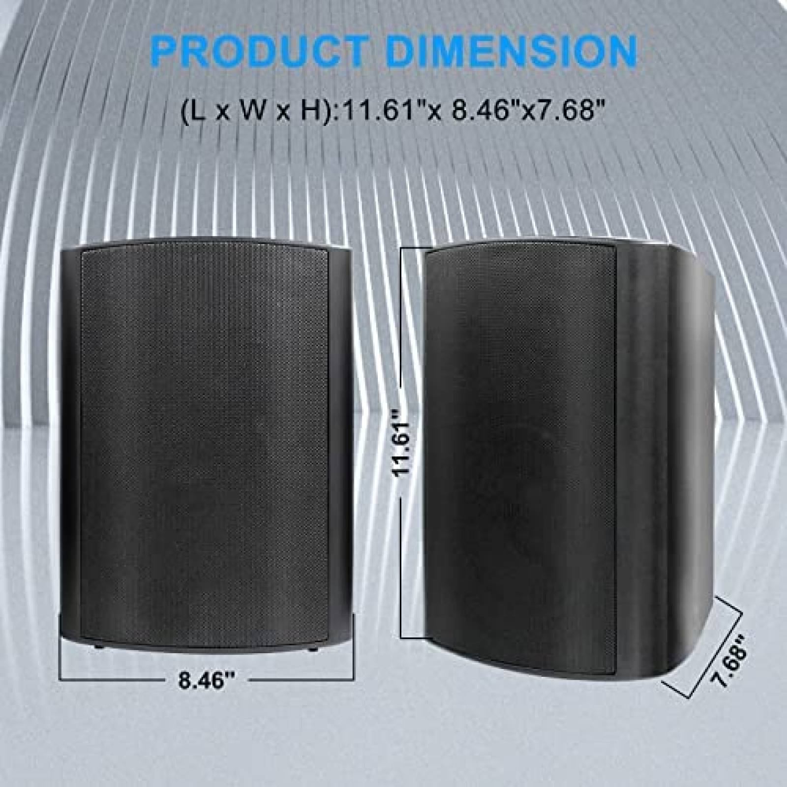 Altavoces Herdio 6.5" 800w Pasivos Exterior 2 Pares -Negro