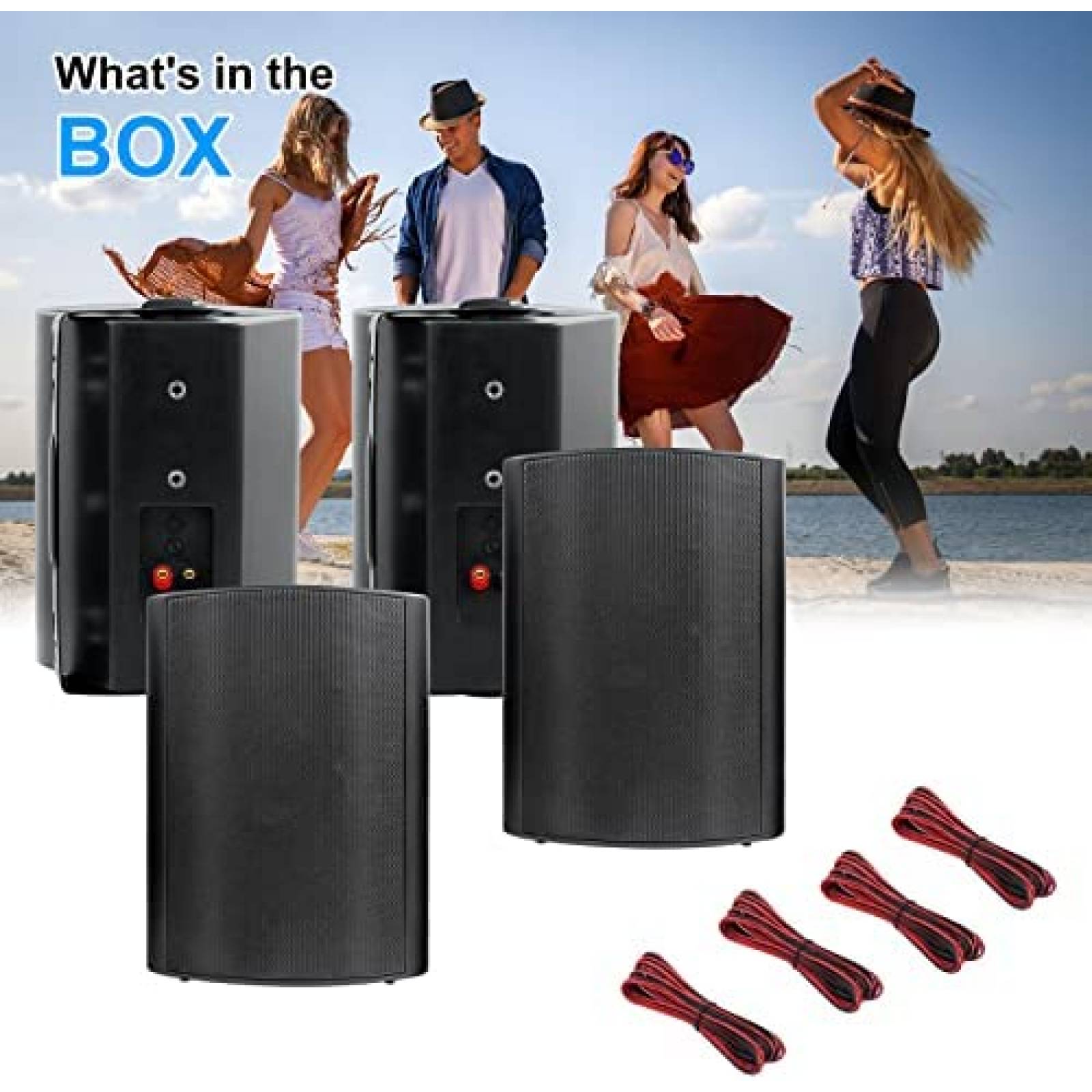 Altavoces Herdio 6.5" 800w Pasivos Exterior 2 Pares -Negro