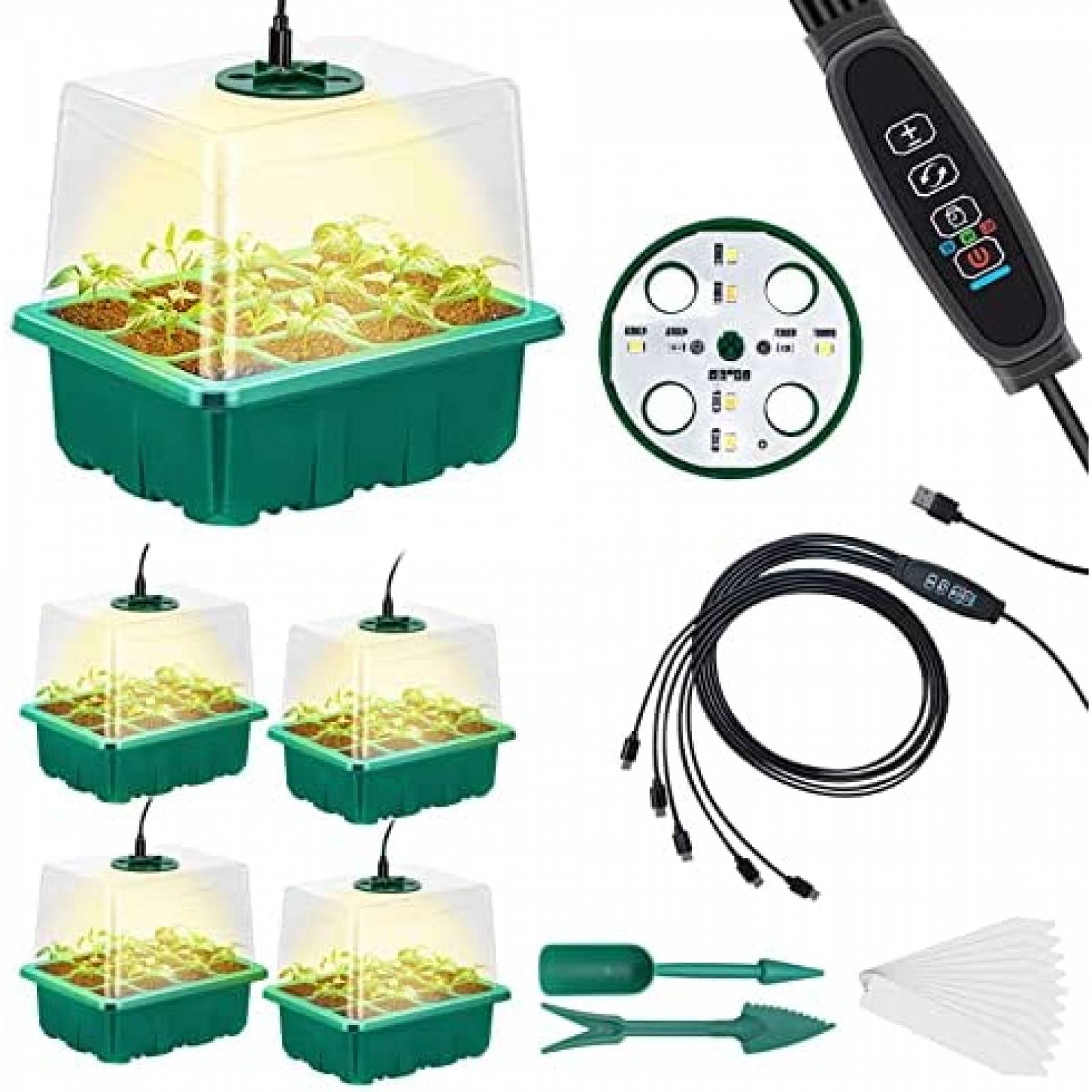 5 Pack Charola Germinador CANNABMALL 60 Semilleros LED
