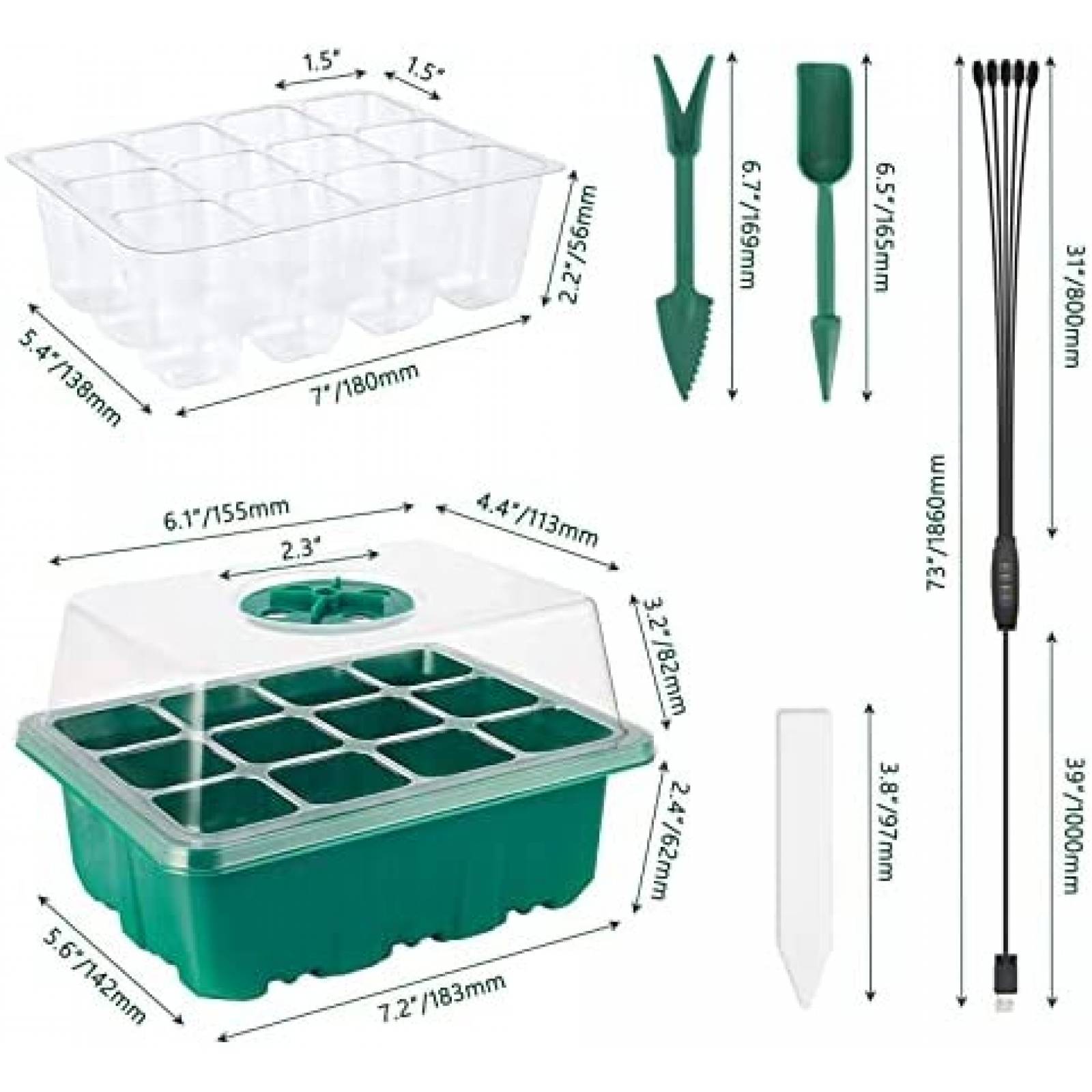 5 Pack Charola Germinador CANNABMALL 60 Semilleros LED