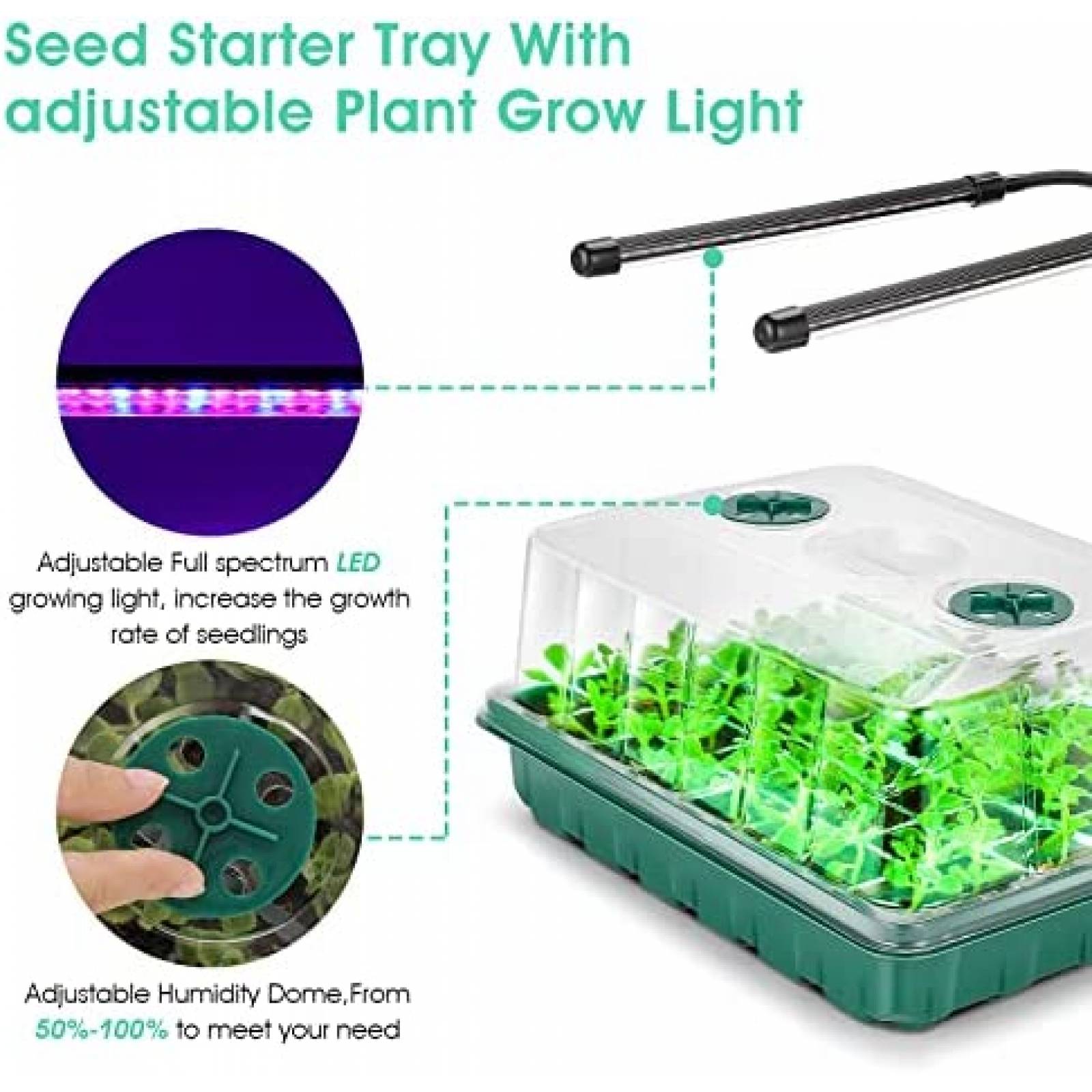 Charola Germinadora Yskea Invernadero LED UV 48 Semilleros