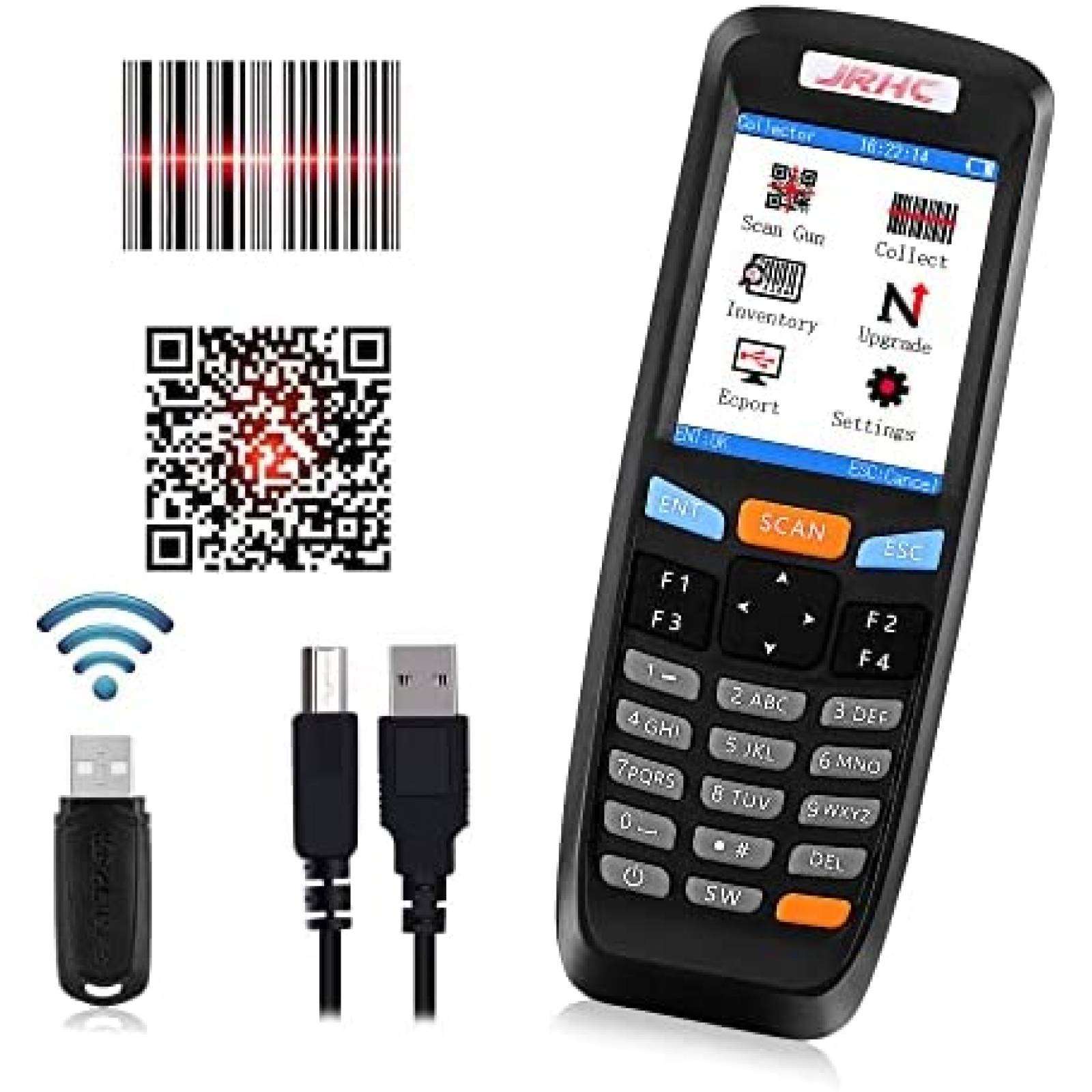 Lector Codigo Barras JRHC 2D 2.4G 2.8 Inch LCD Pantalla -Neg