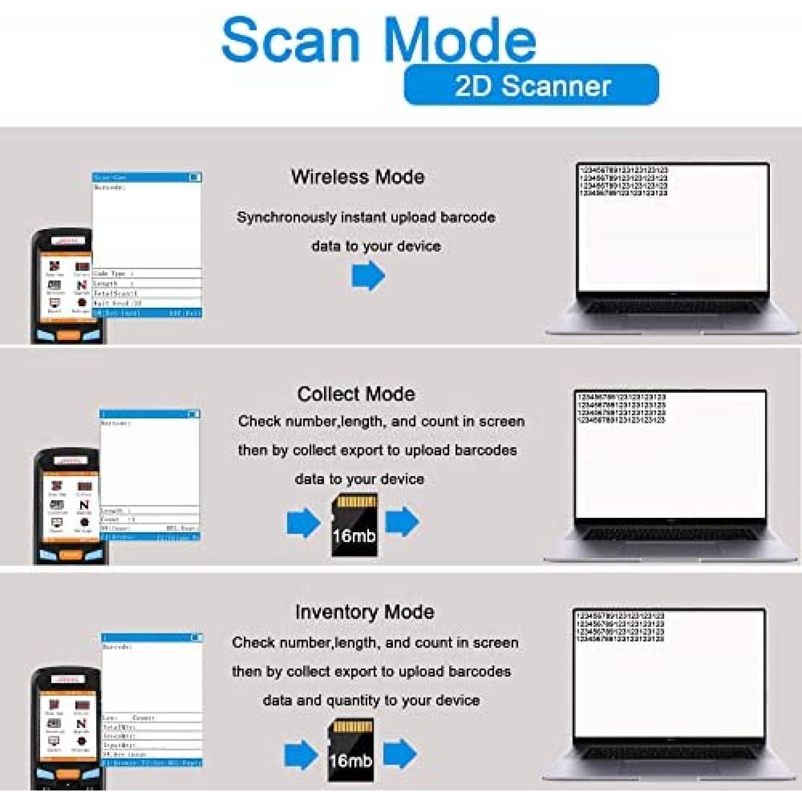 Lector Codigo Barras JRHC 2D 2.4G 2.8 Inch LCD Pantalla -Neg
