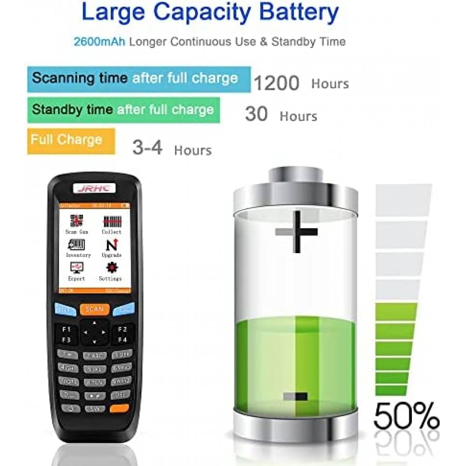 Lector Codigo Barras JRHC 2D 2.4G 2.8 Inch LCD Pantalla -Neg