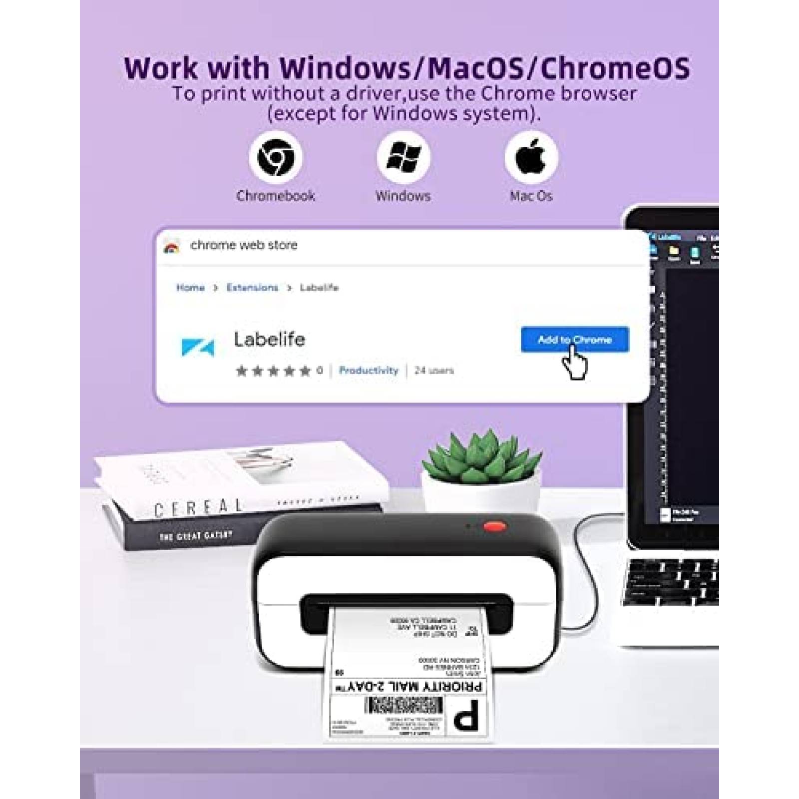 Impresora Phomemo termica de etiquetas + rollo -Negro