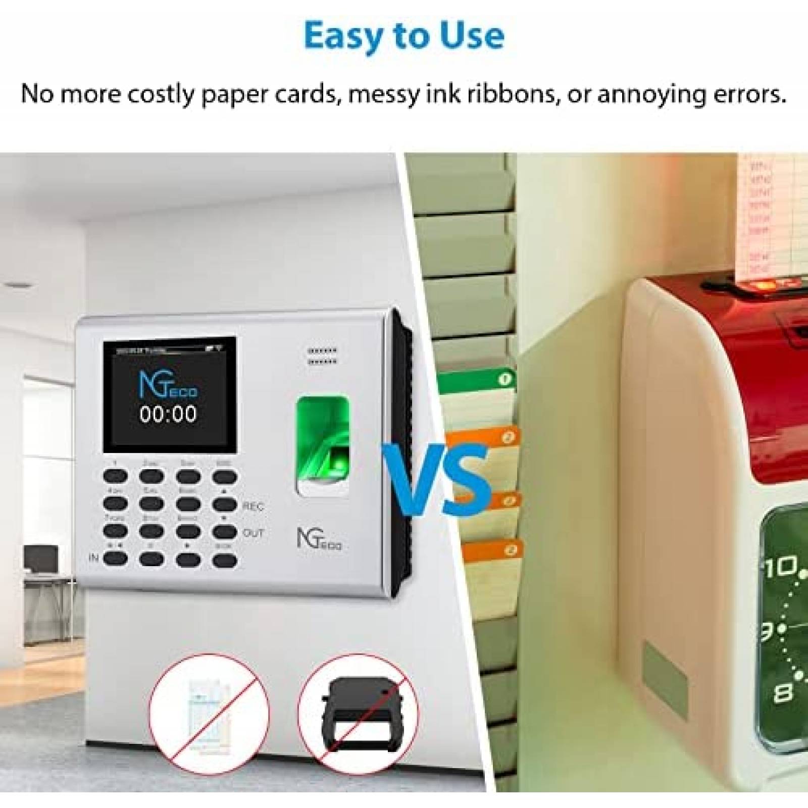 Reloj con Lector de Huella Digital NGTeco Wifi -Gris