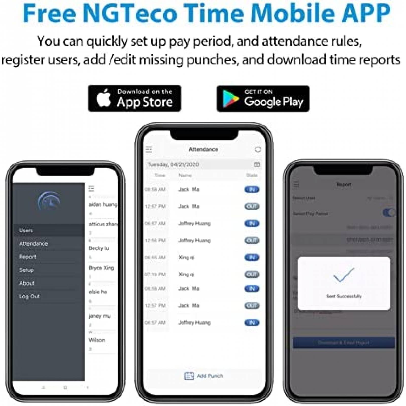 Reloj con Lector de Huella Digital NGTeco Wifi -Gris