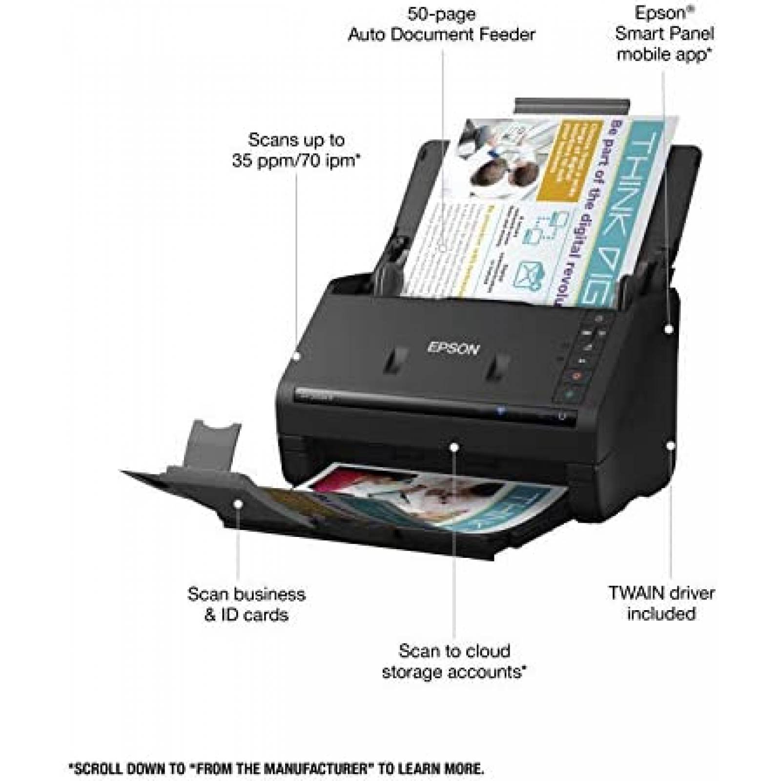 Escaner Epson Workforce ES-500W I Duplex A Color Inalambrico