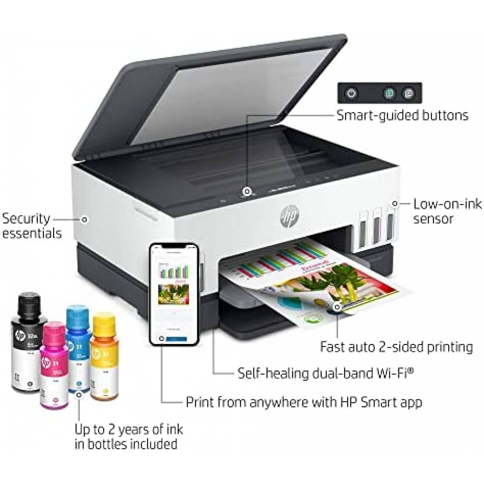 Impresora HP de inyeccion de tinta inalambrica -Blanco