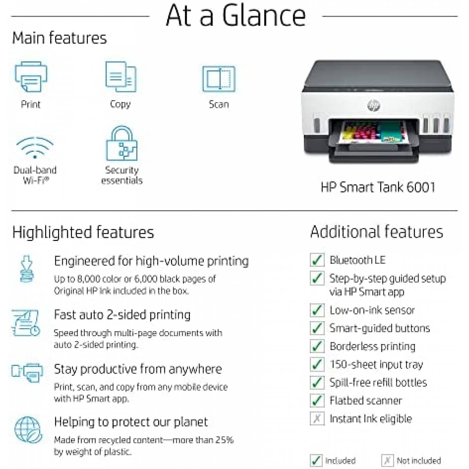 Impresora HP de inyeccion de tinta inalambrica -Blanco