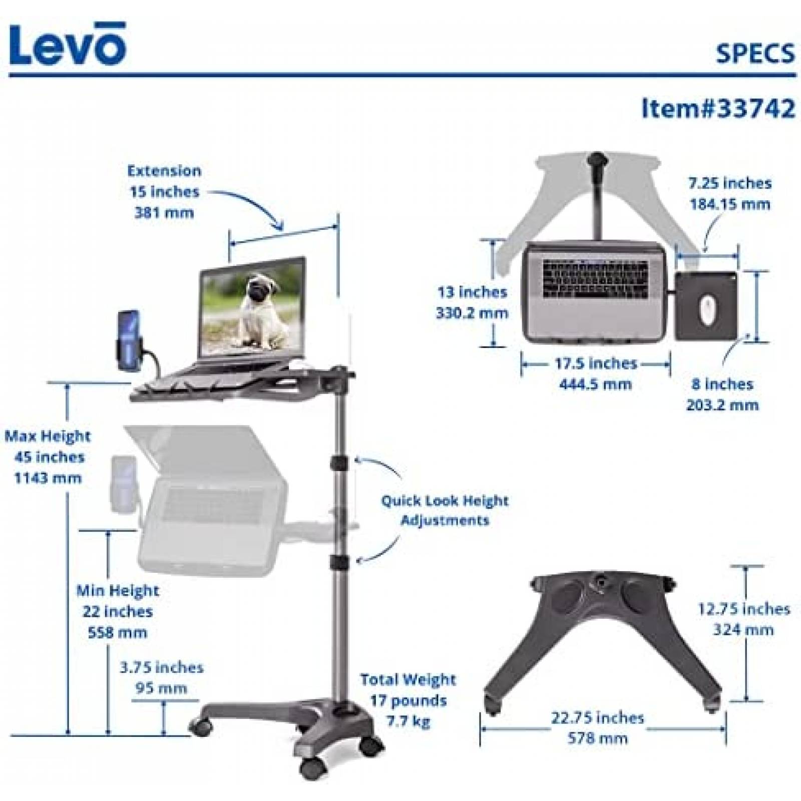 Soporte para Laptop LEVO G2 V16 + Bandeja para Raton -Negro