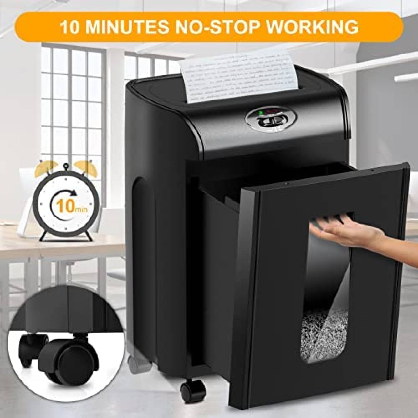 Trituradora de Papel Woolsche Micro Corte 10 Hojas -Negro