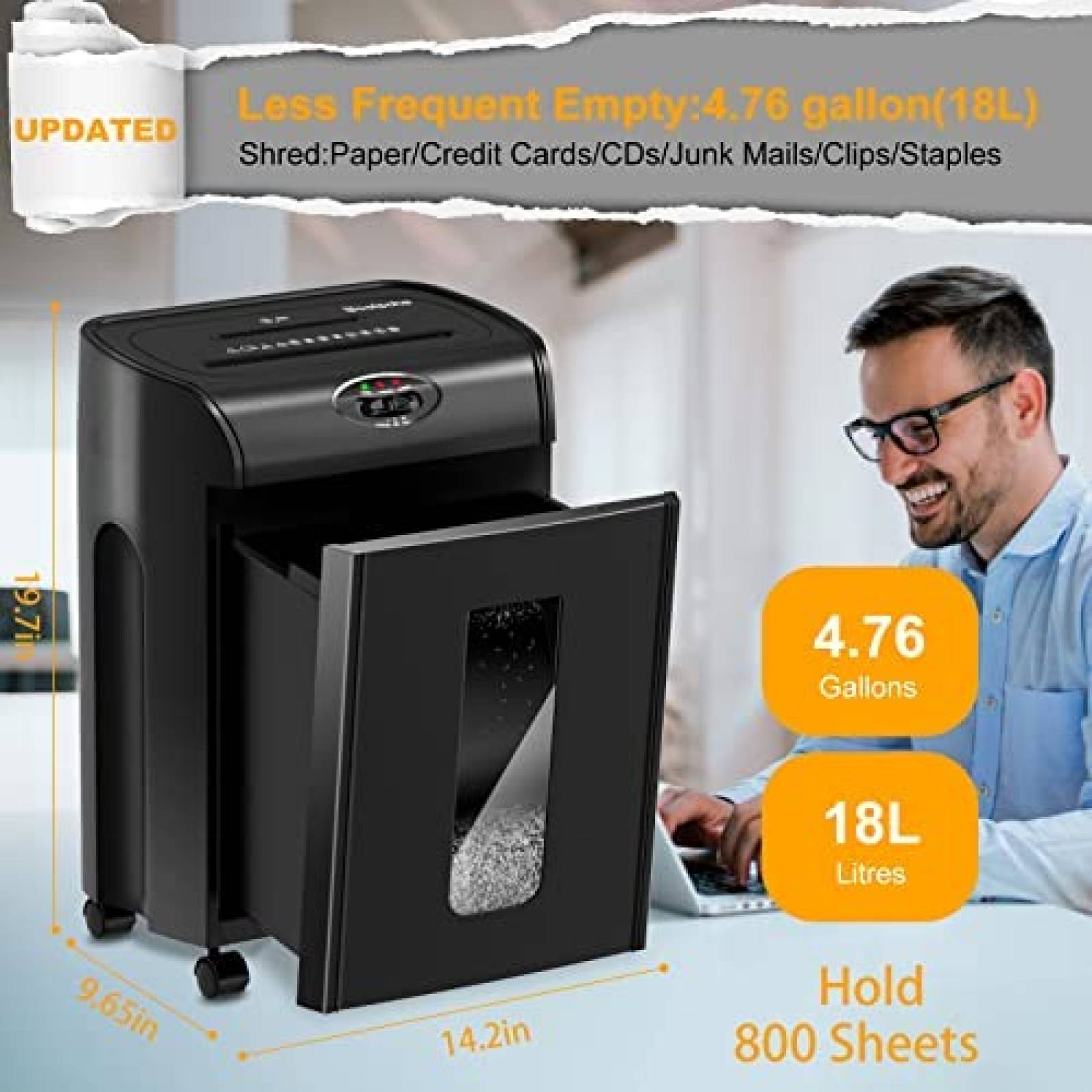 Trituradora de Papel Woolsche Micro Corte 10 Hojas -Negro