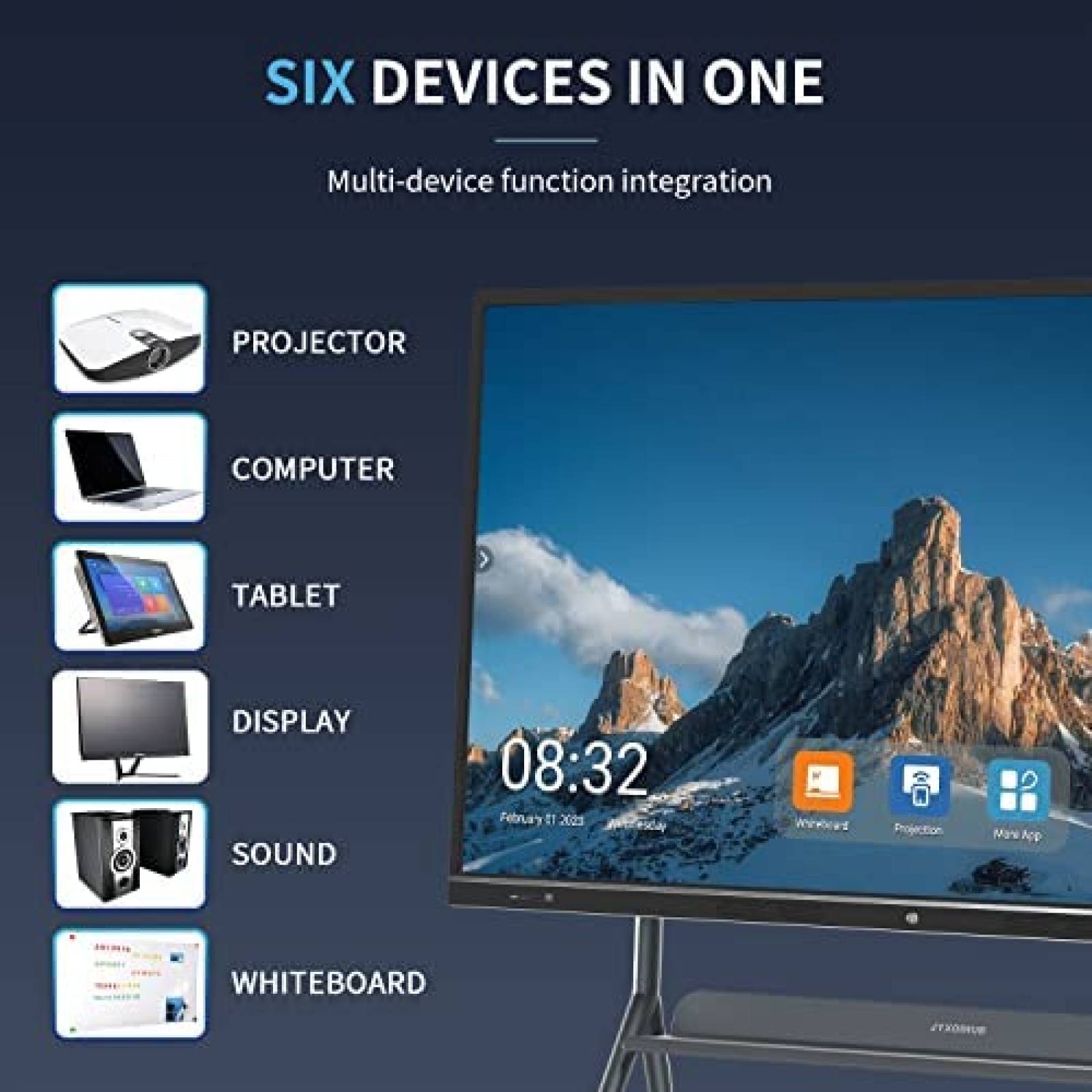 Pizarron Interactivo JYXOIHUB Tactil De 75 Pulgadas -Negro