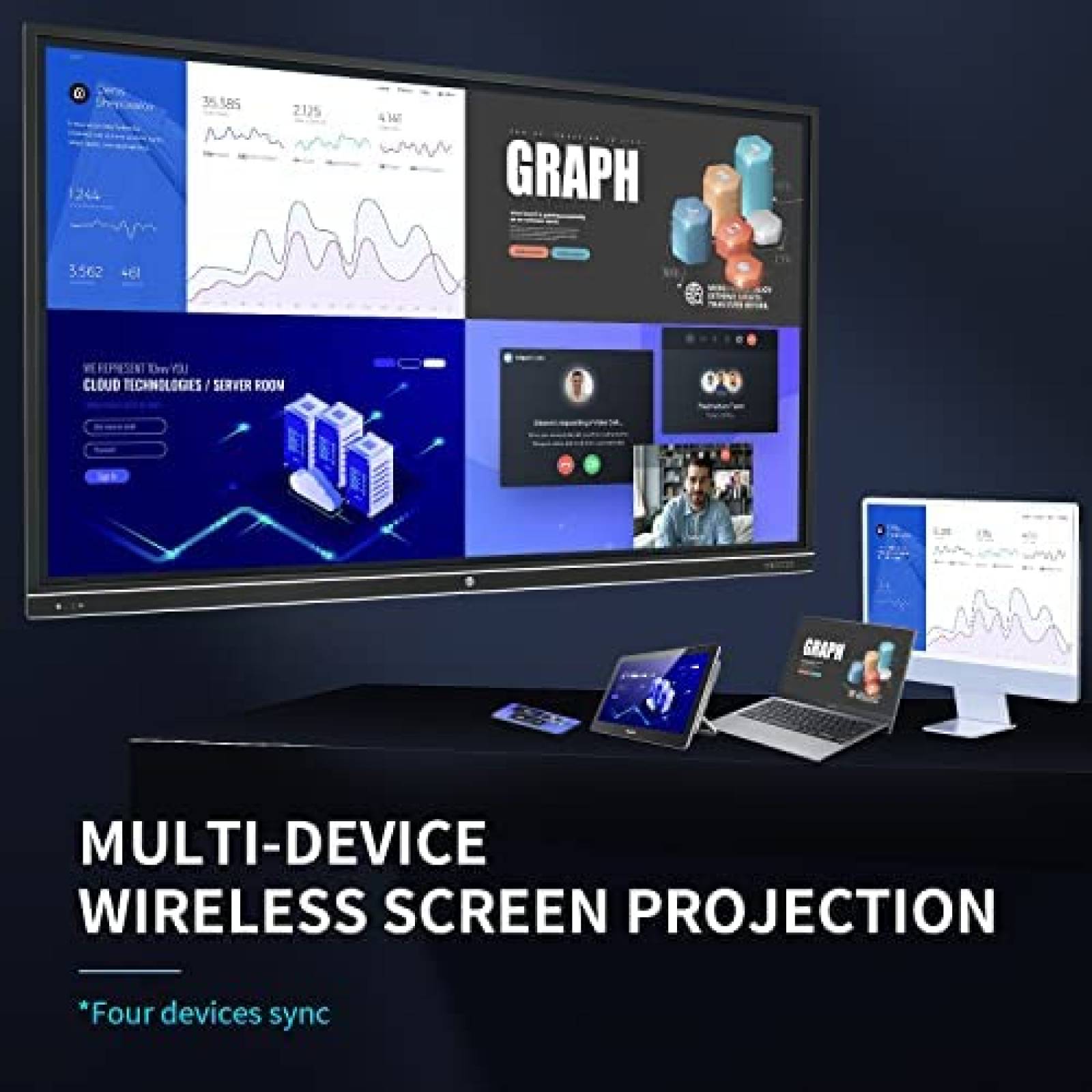 Pizarron Interactivo JYXOIHUB Tactil De 75 Pulgadas -Negro