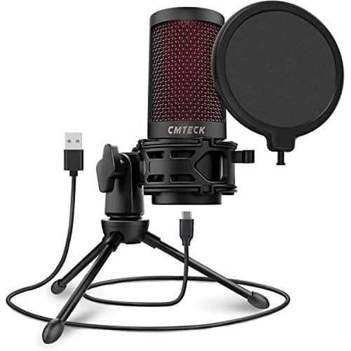 Microfono para Podcast Cmteck con Filtro Pop -Negro