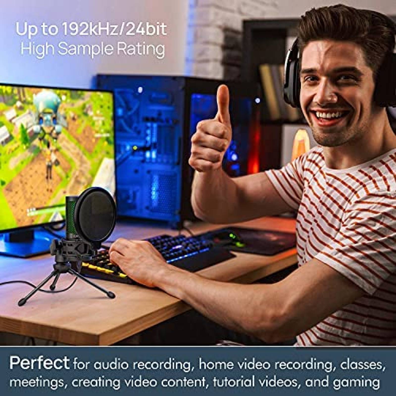 Microfono para Podcast Cmteck con Filtro Pop -Negro