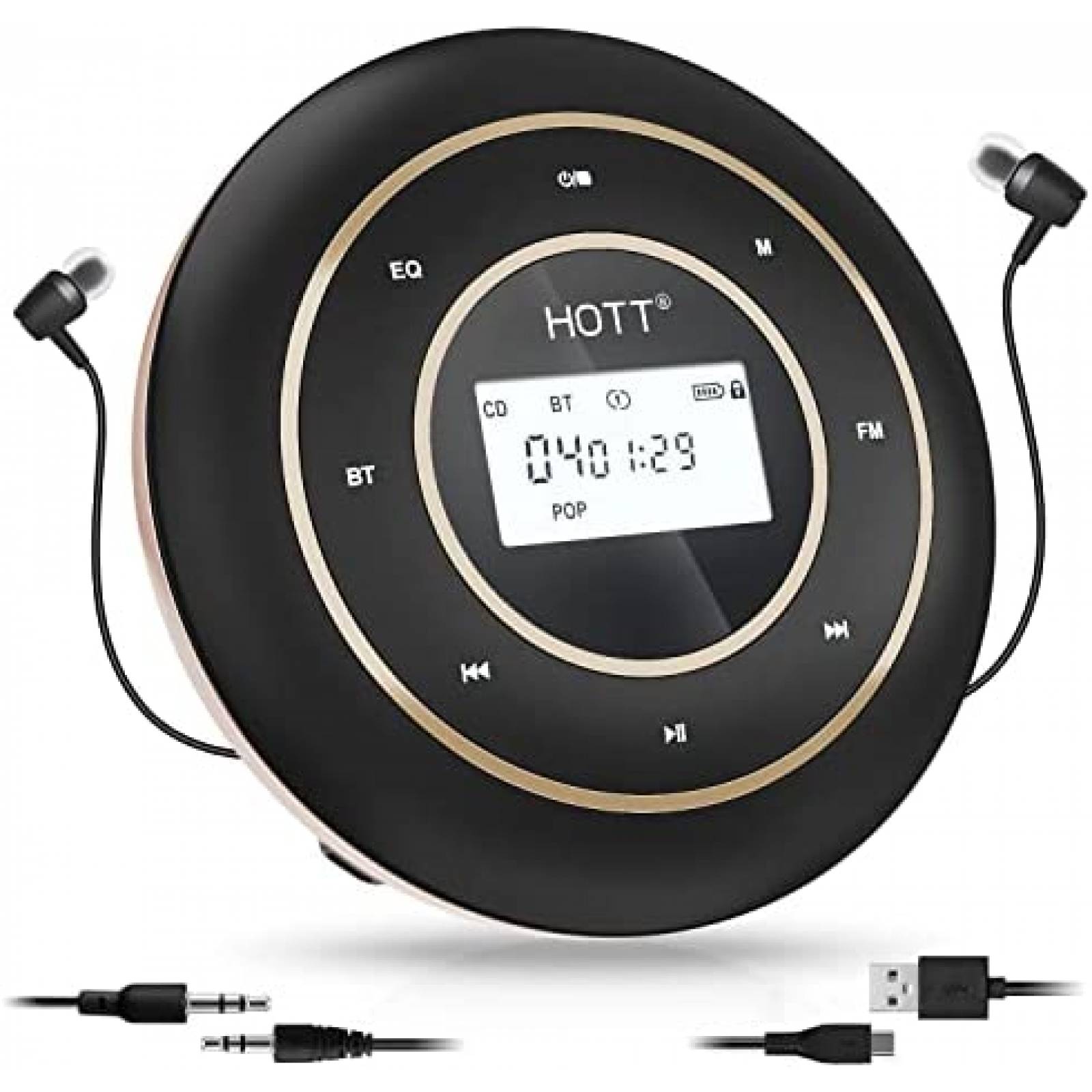 Reproductor CD Portatil HOTT C105 para Carro con Bluetooth