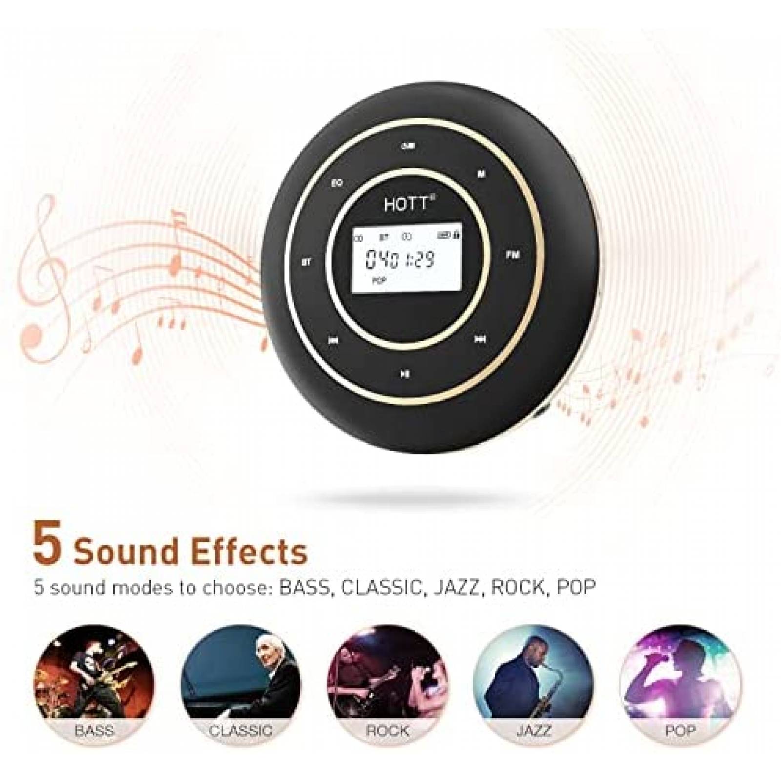 Reproductor CD Portatil HOTT C105 para Carro con Bluetooth
