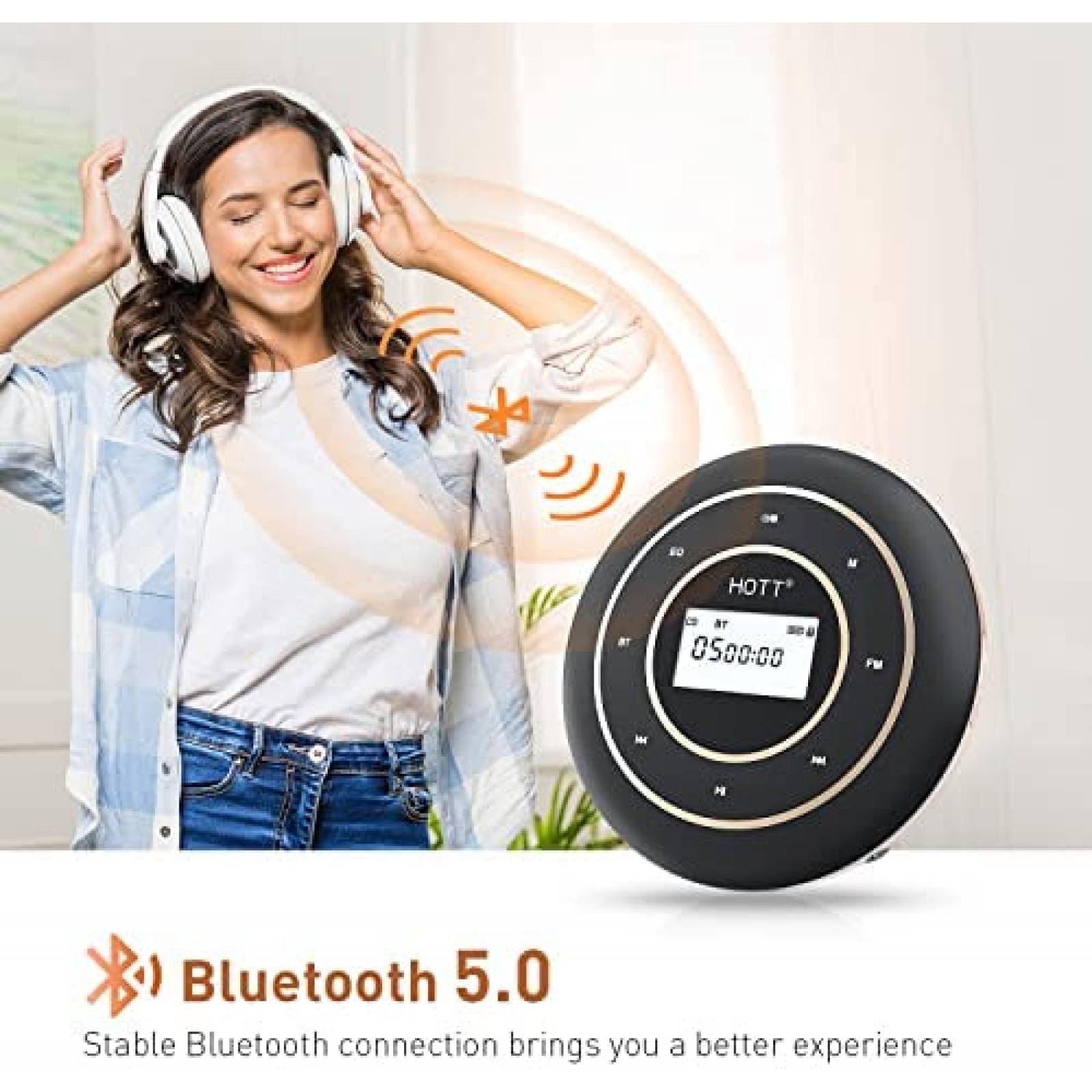 Reproductor CD Portatil HOTT C105 para Carro con Bluetooth