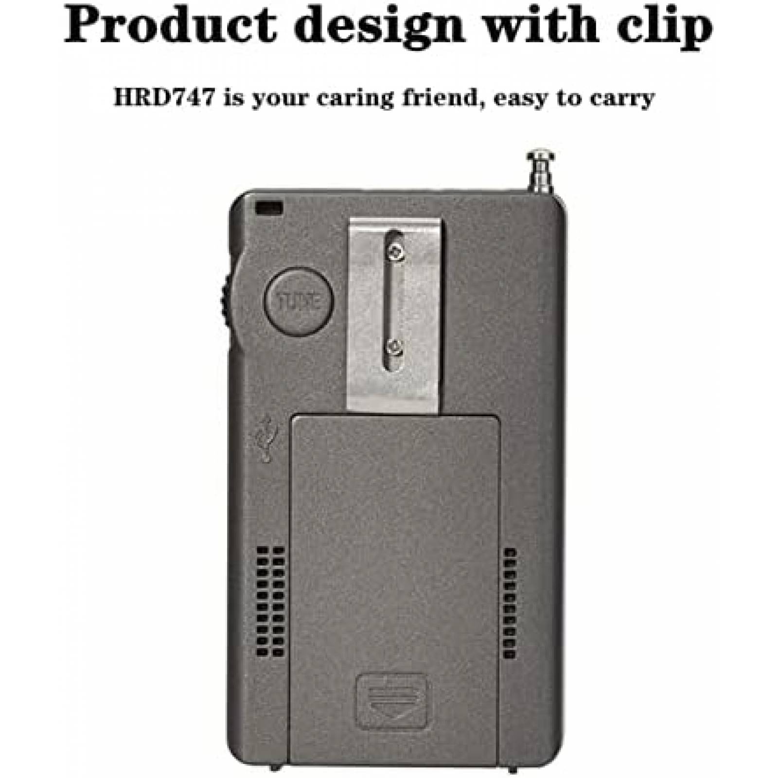 Radio de Onda Corta HanRongDa HDR747 9.7 pies -Negro