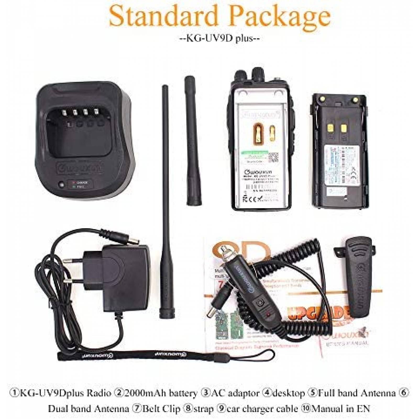 Radio OUXUN KG-UV9D 2 vias 5 A/W 350-400 MHz -Negro