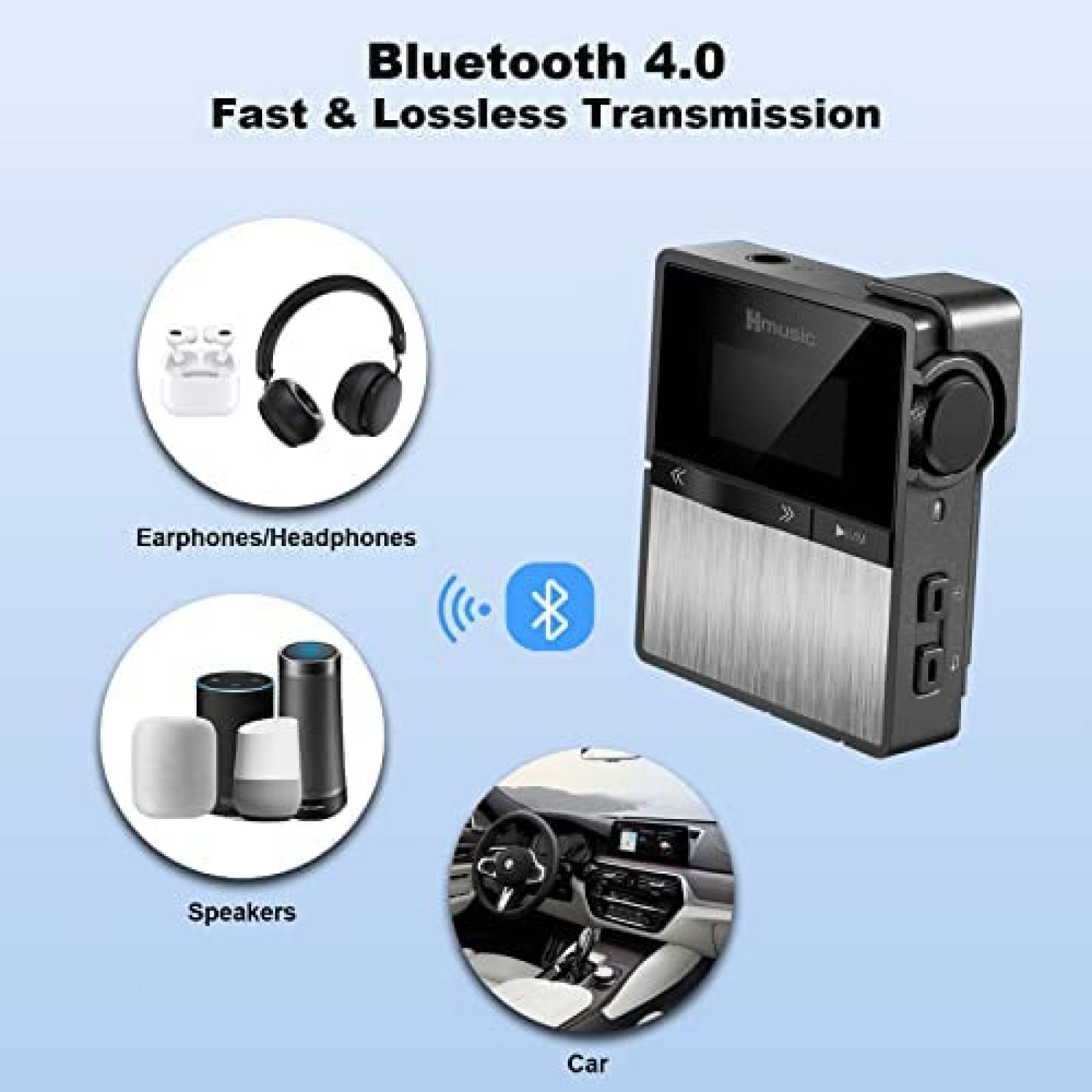 Reproductor De MP3 Hmusic P68 HiFi 16GB Bluetooth -Negro