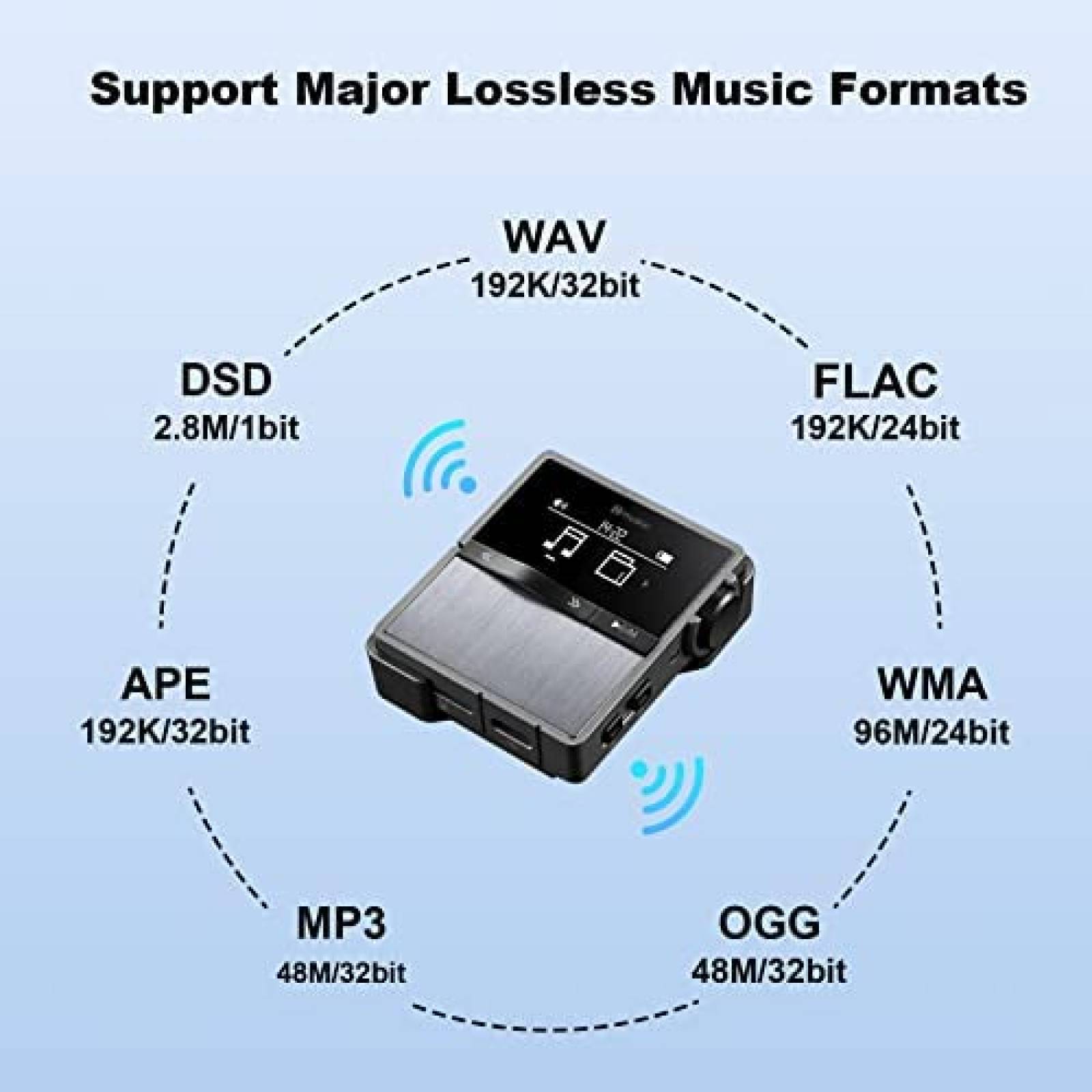 Reproductor De MP3 Hmusic P68 HiFi 16GB Bluetooth -Negro