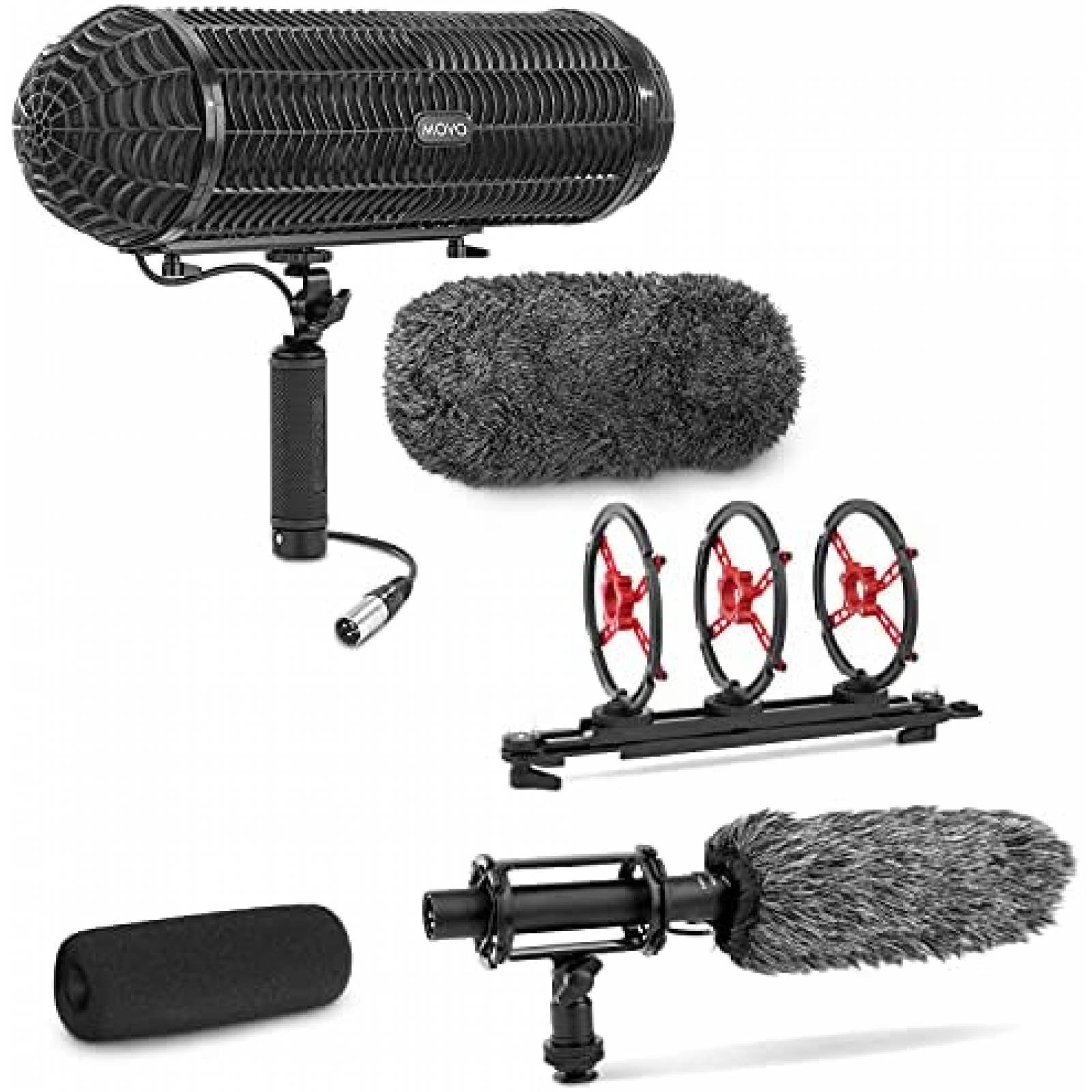 Kit de Microfono Escopeta Movo XLR Shotgun Blimp DSLR -Neg