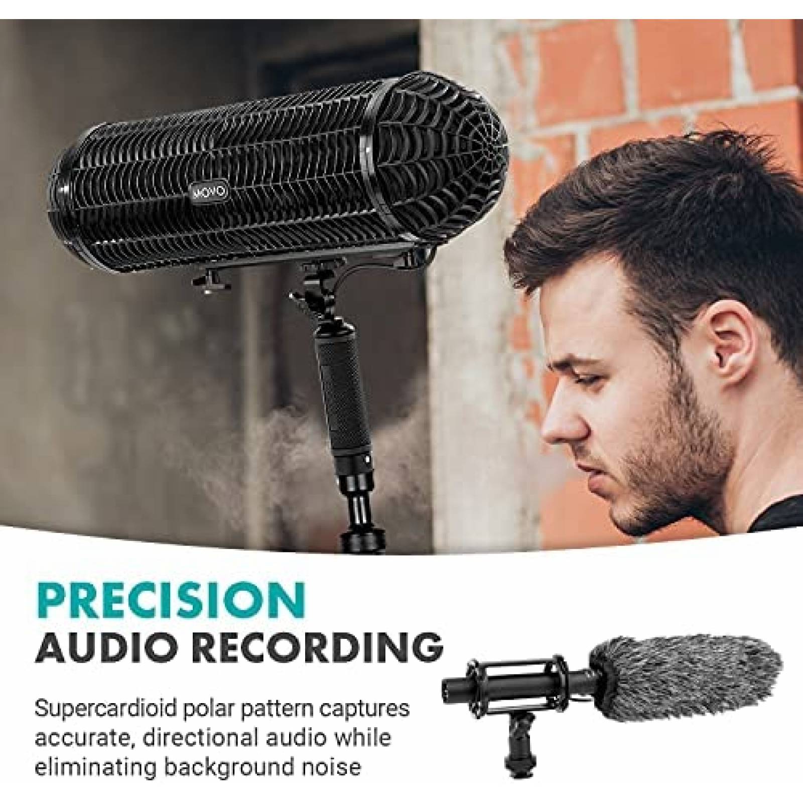 Kit de Microfono Escopeta Movo XLR Shotgun Blimp DSLR -Neg