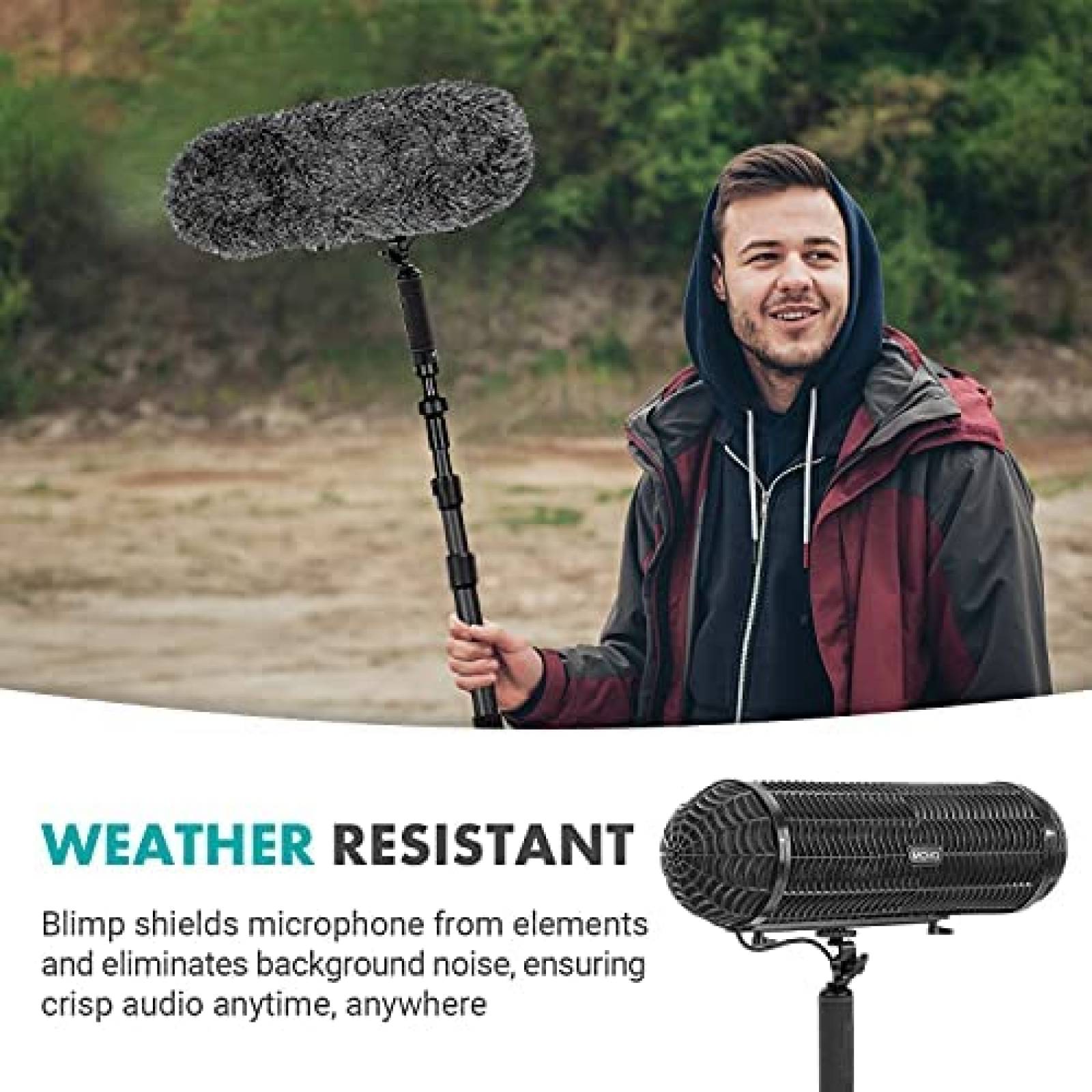 Kit de Microfono Escopeta Movo XLR Shotgun Blimp DSLR -Neg