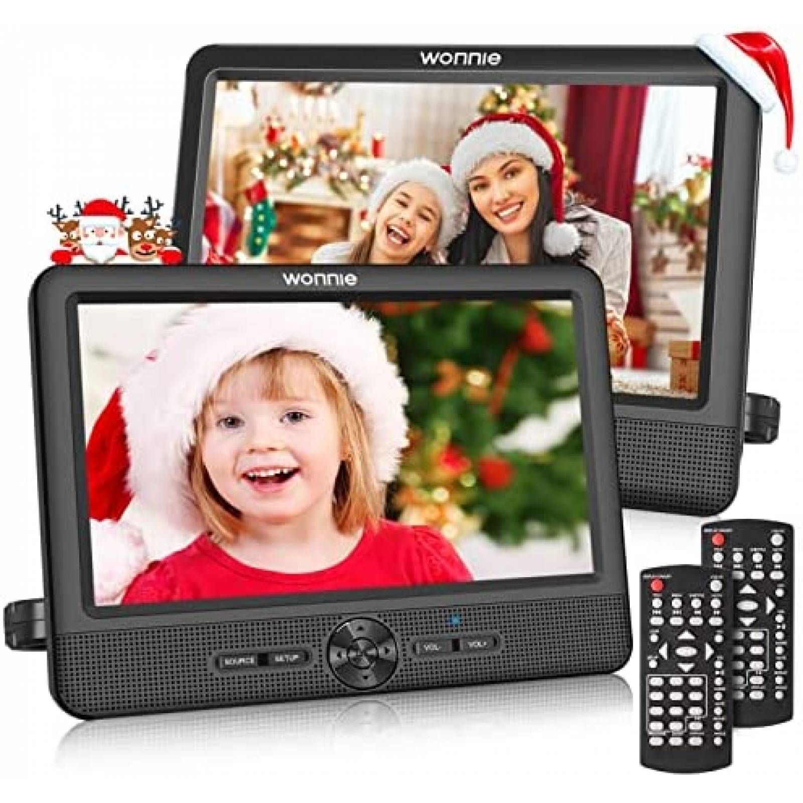 DVD Portatil WONNIE W-3015 10" Recargable 2 Piezas -Negro
