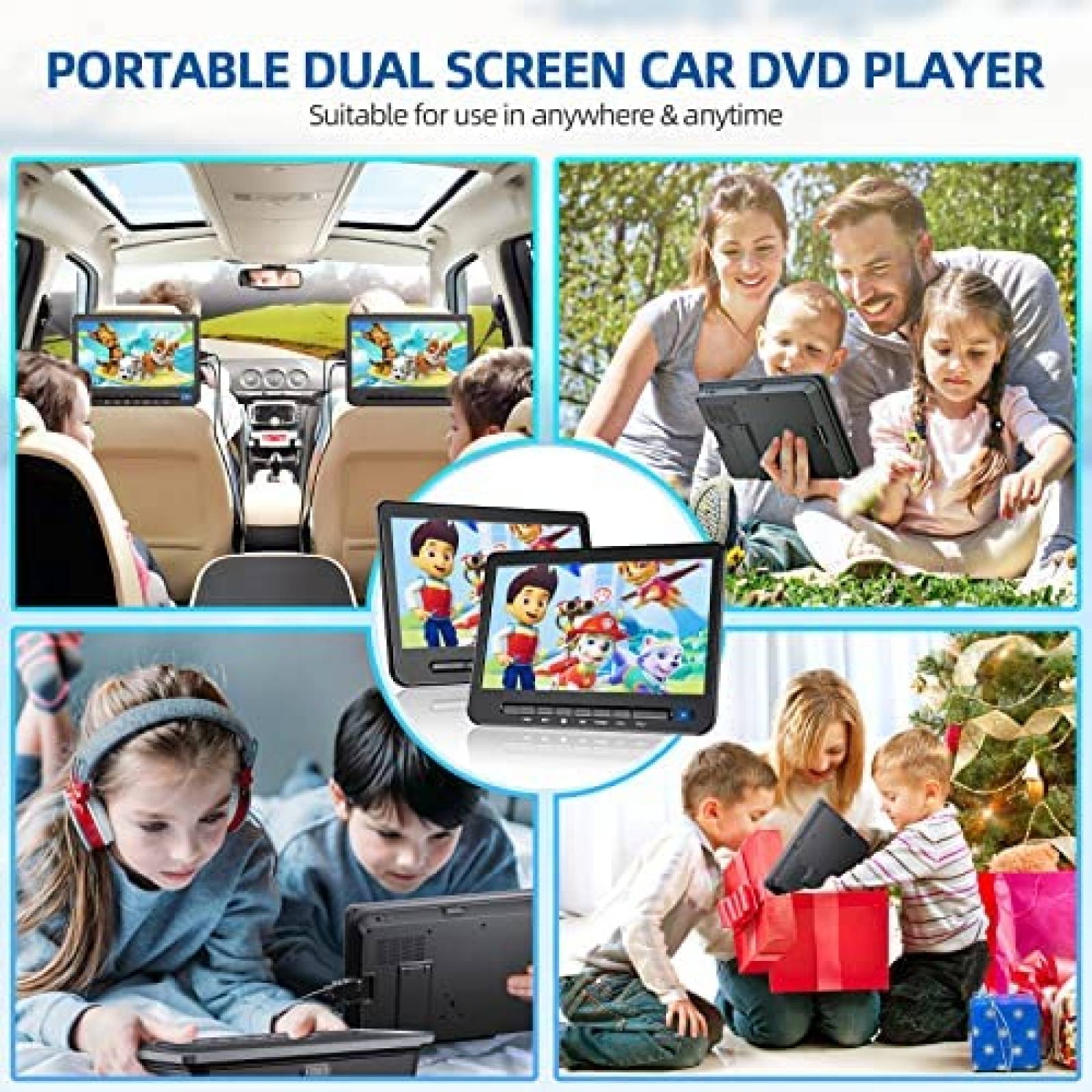 Reproductor DVD Portatil Desobry 10.5 pulg Dual HDMI 5 hrs