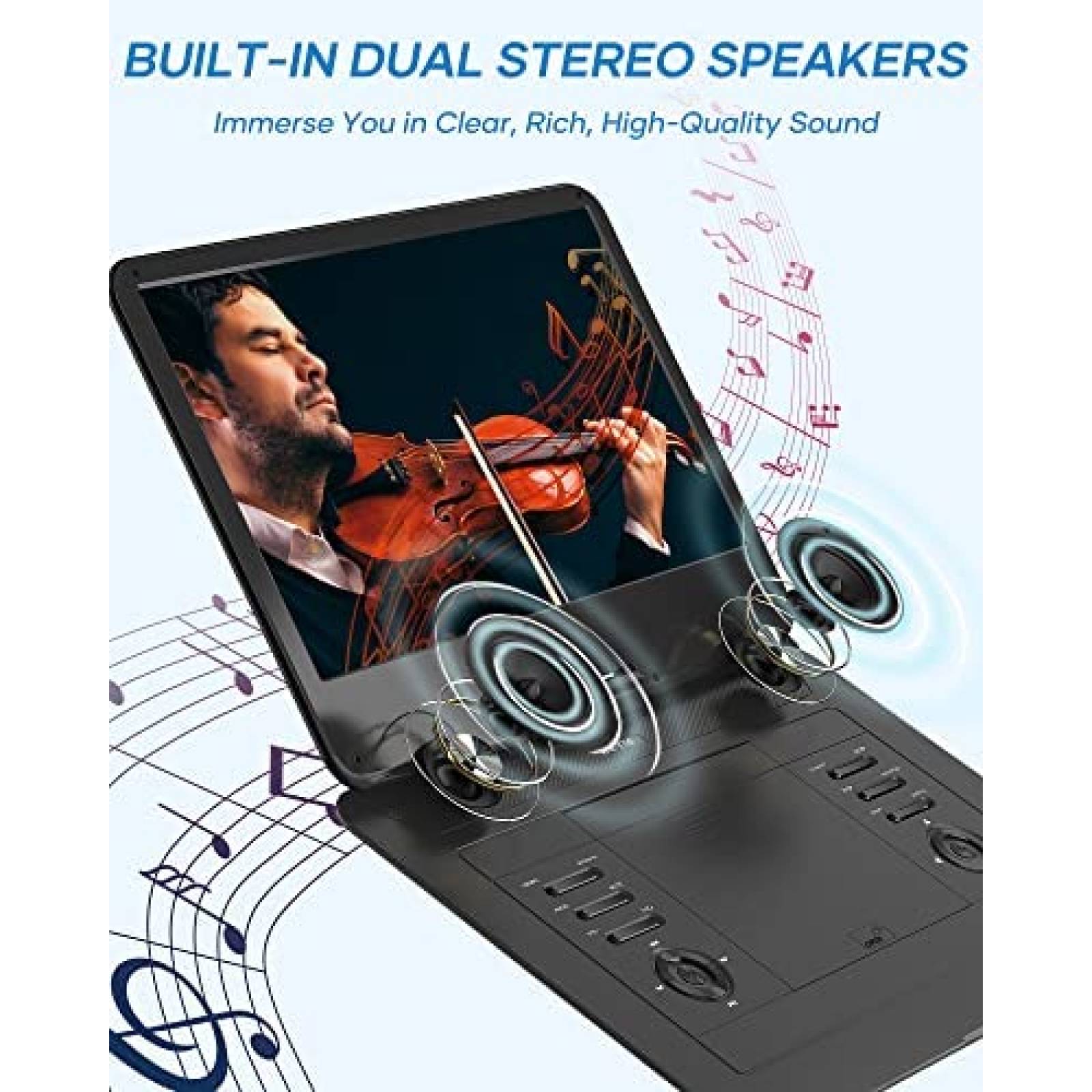 DVD portatil WONNIE 17.9'' Recargable 6 hrs USB/SD Control