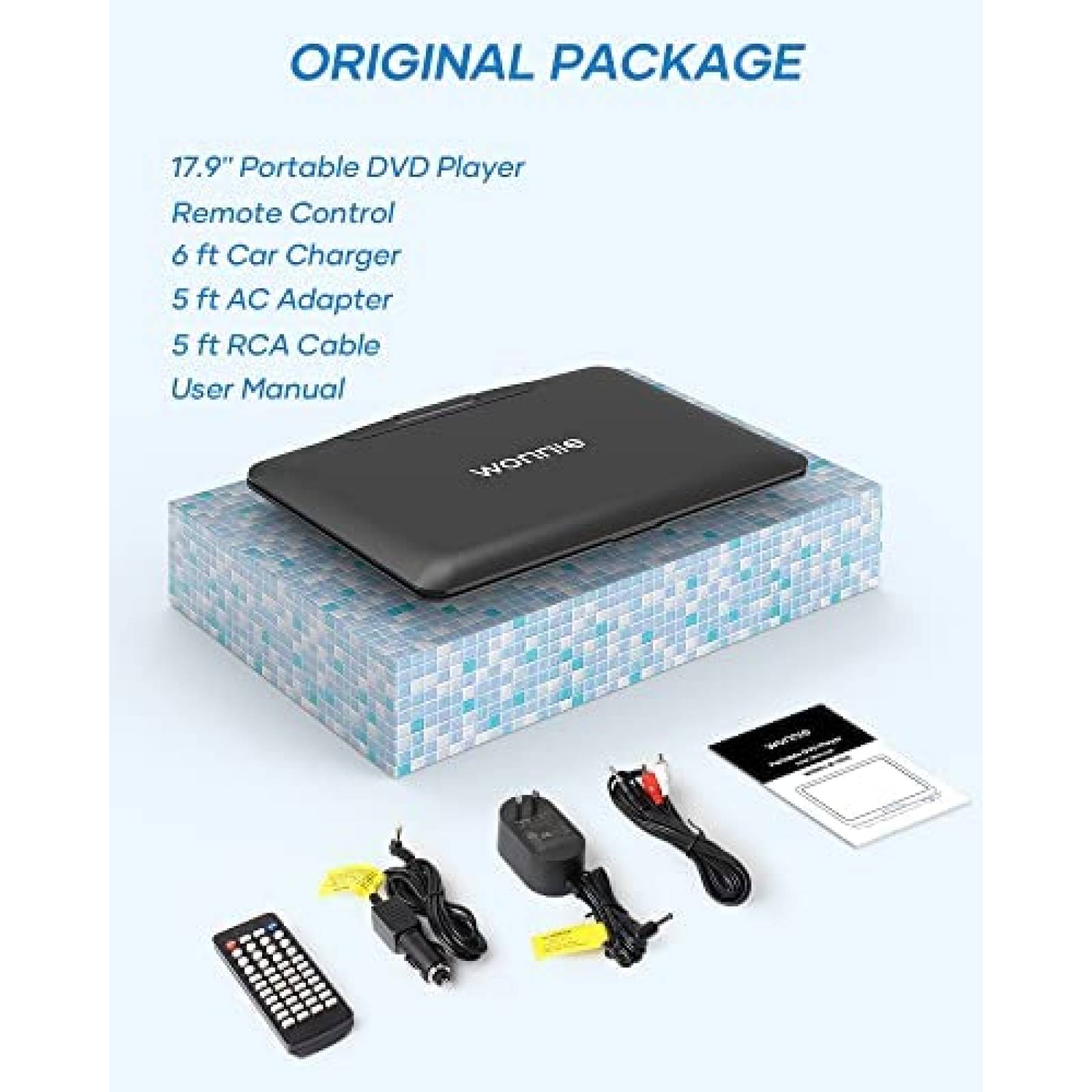 DVD portatil WONNIE 17.9'' Recargable 6 hrs USB/SD Control