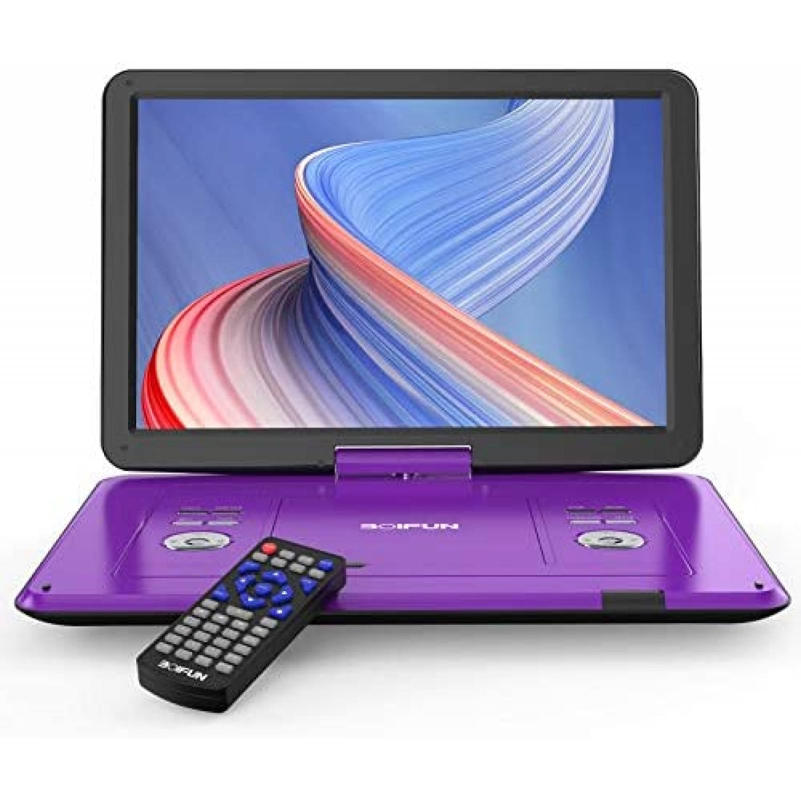 Reproductor DVD Portatil BOIFUN 15.6" USB SD Sync TV -Morado