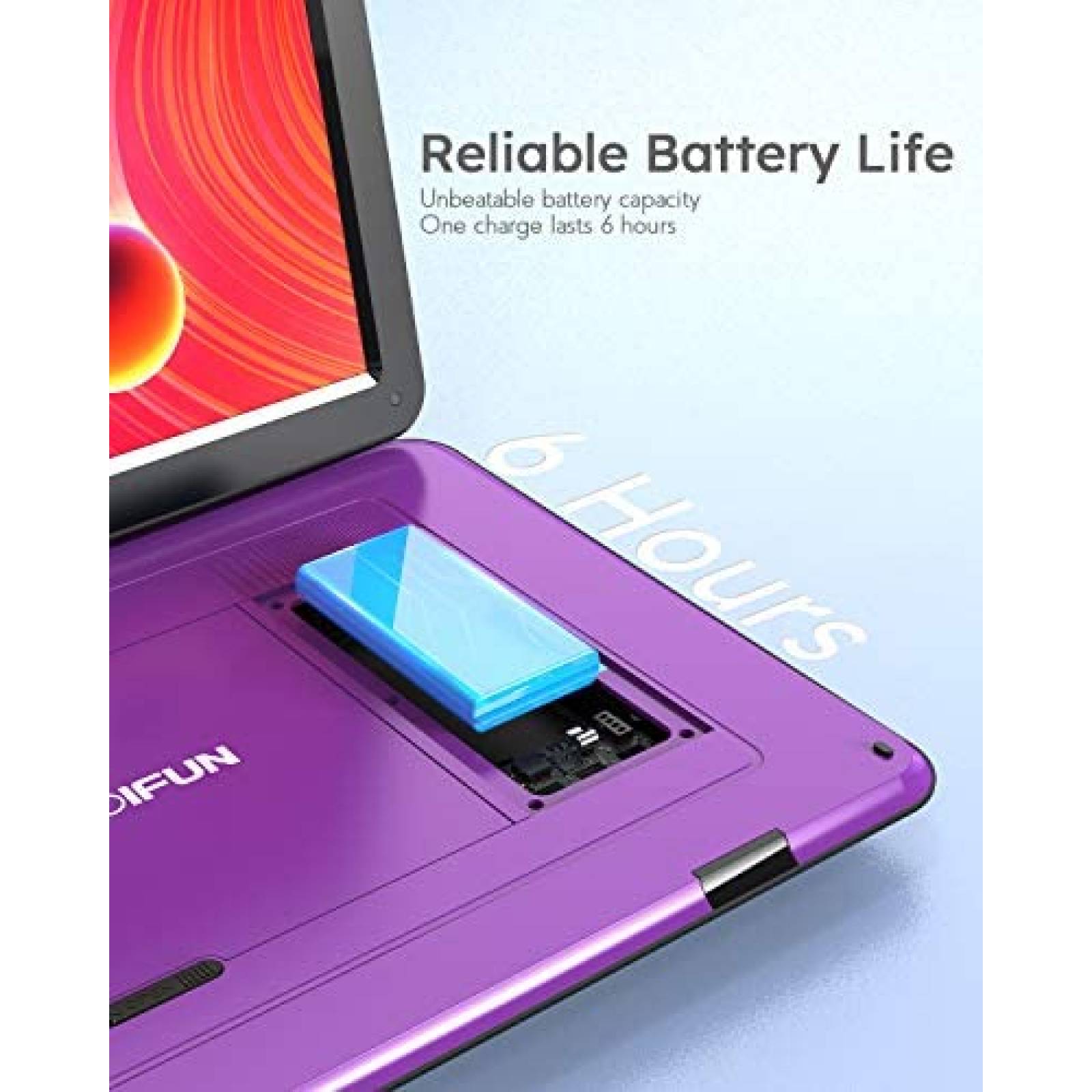 Reproductor DVD Portatil BOIFUN 15.6" USB SD Sync TV -Morado