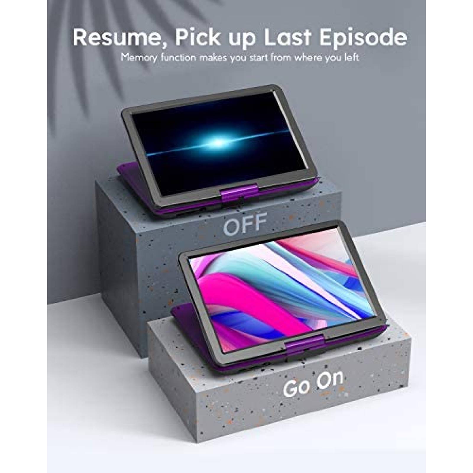 Reproductor DVD Portatil BOIFUN 15.6" USB SD Sync TV -Morado