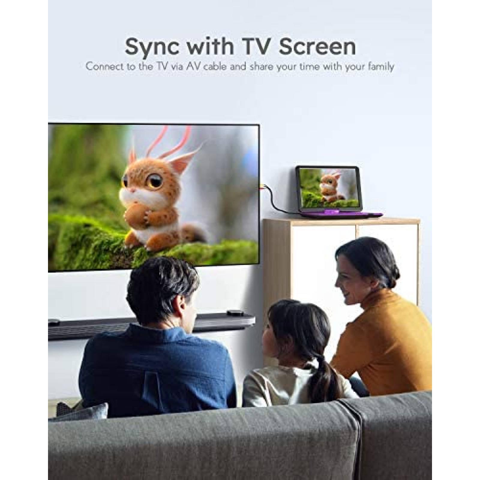 Reproductor DVD Portatil BOIFUN 15.6" USB SD Sync TV -Morado