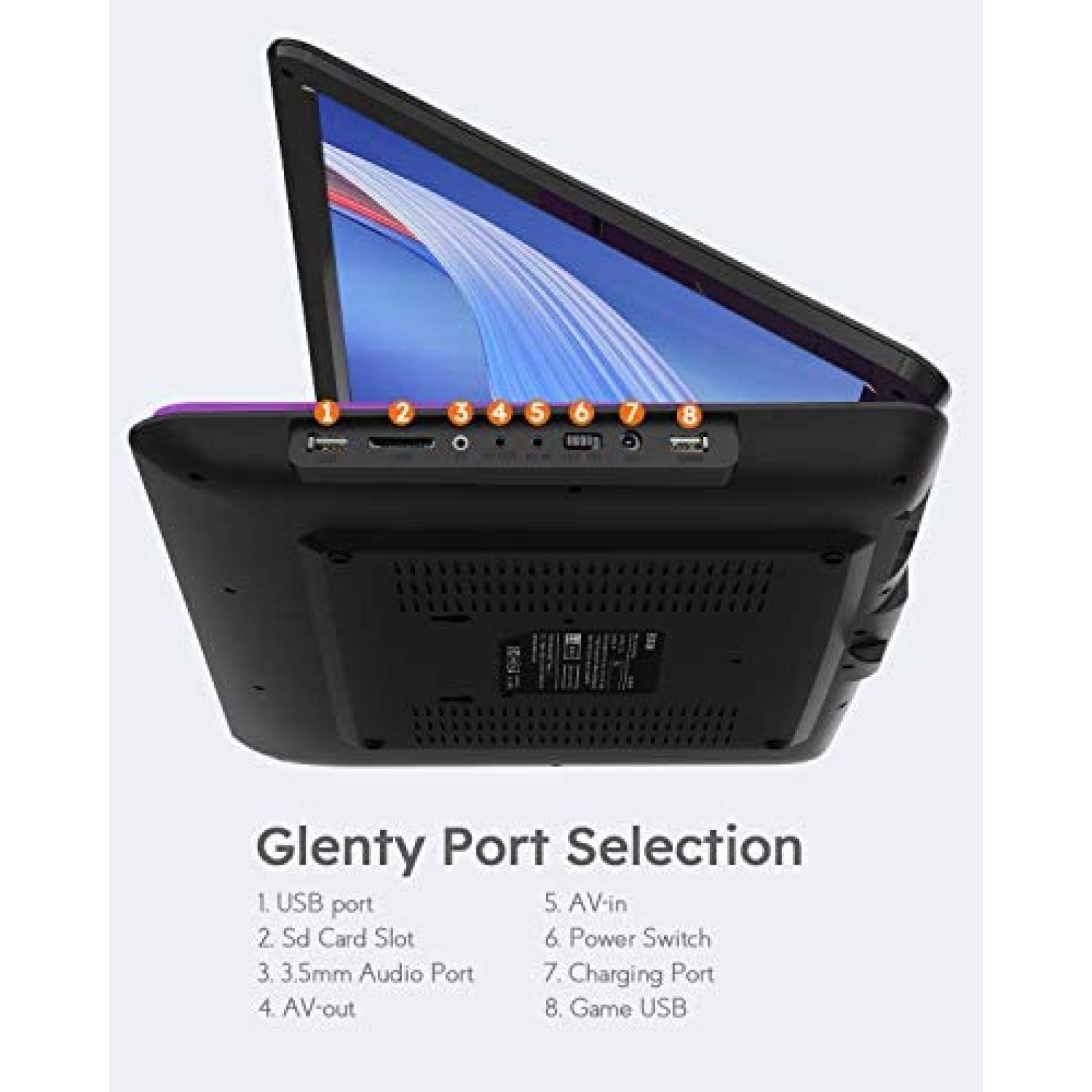 Reproductor DVD Portatil BOIFUN 15.6" USB SD Sync TV -Morado