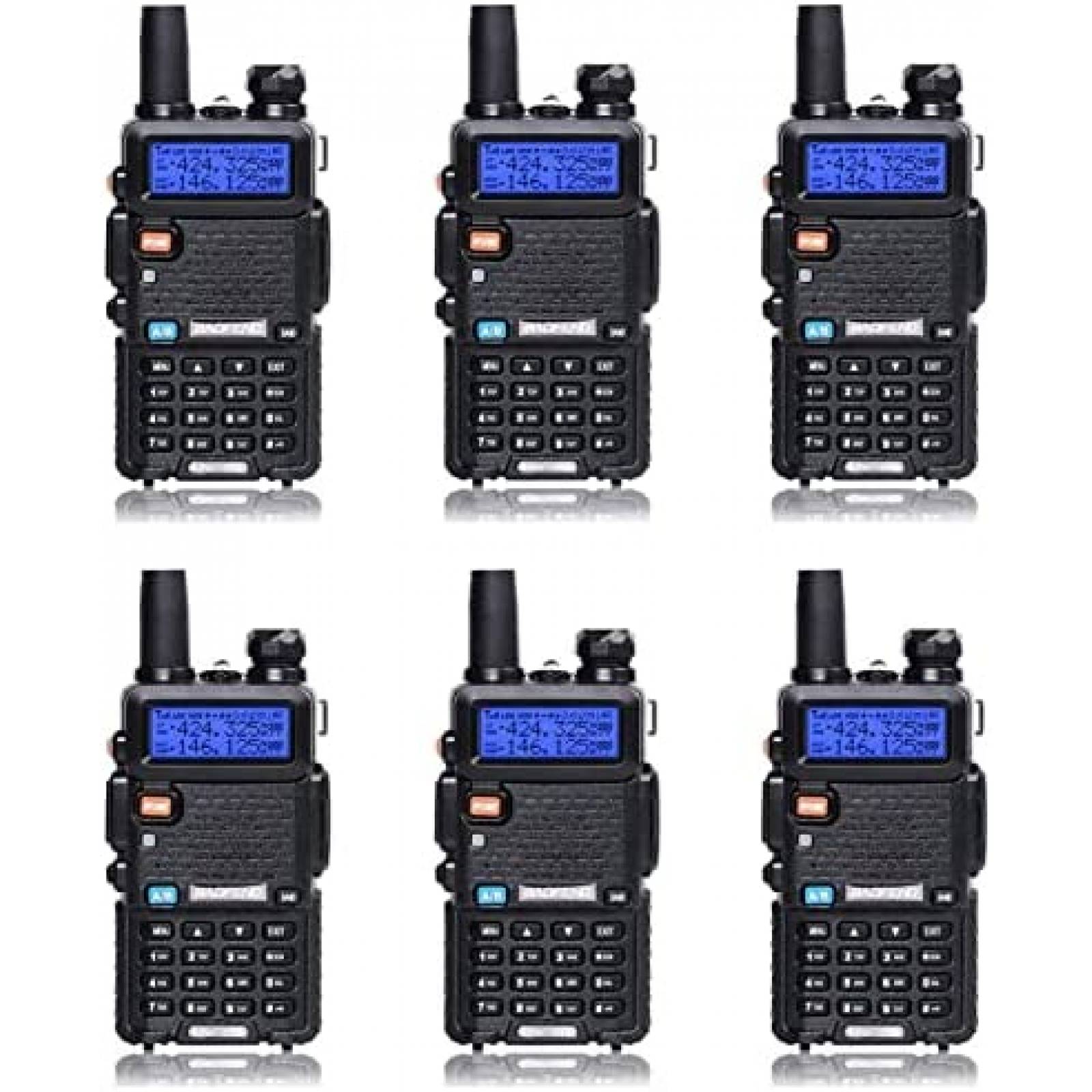 Radio Baofeng UV-5R 2 Vias VHF UHF Paquete de 6 -Negro