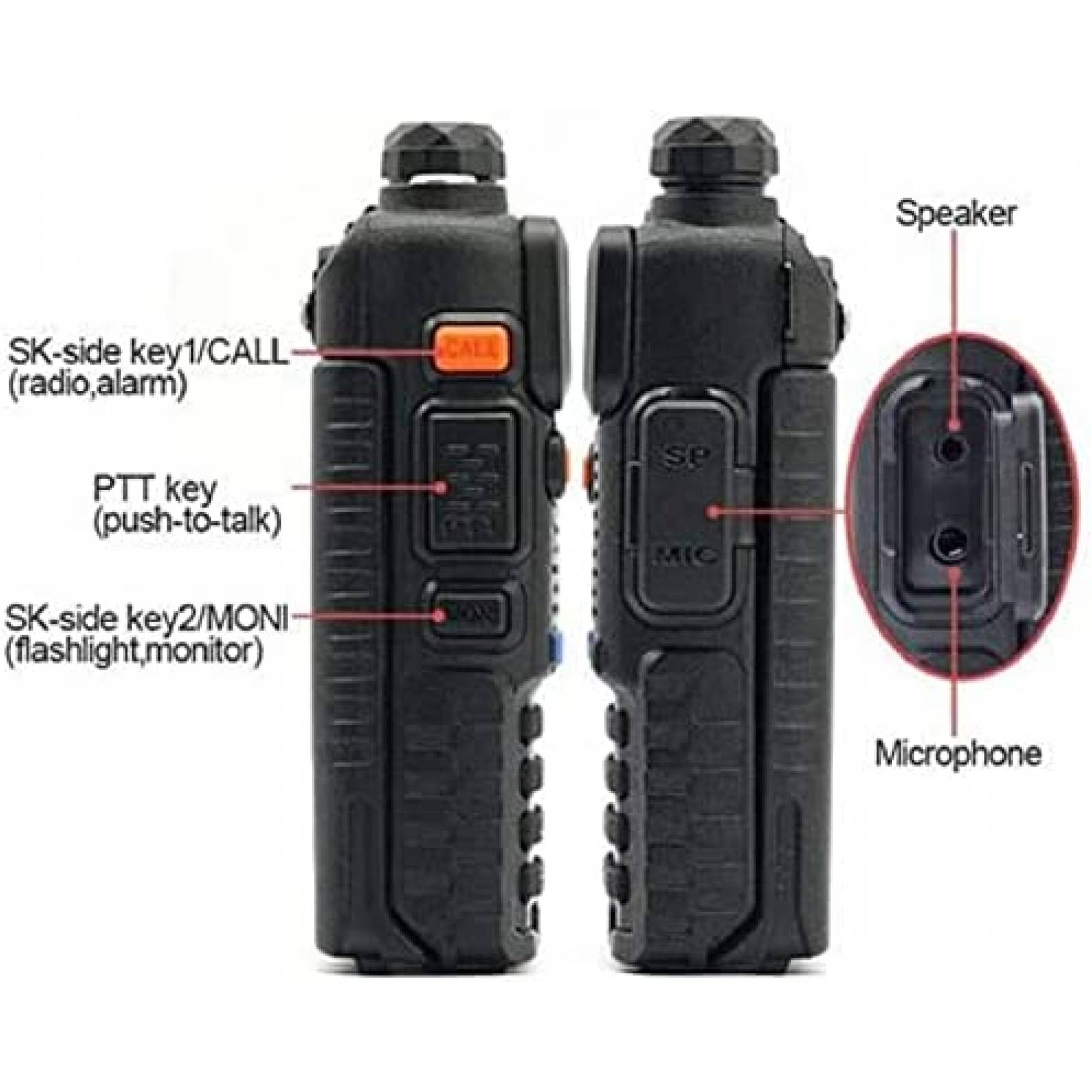 Radio Baofeng UV-5R 2 Vias VHF UHF Paquete de 6 -Negro