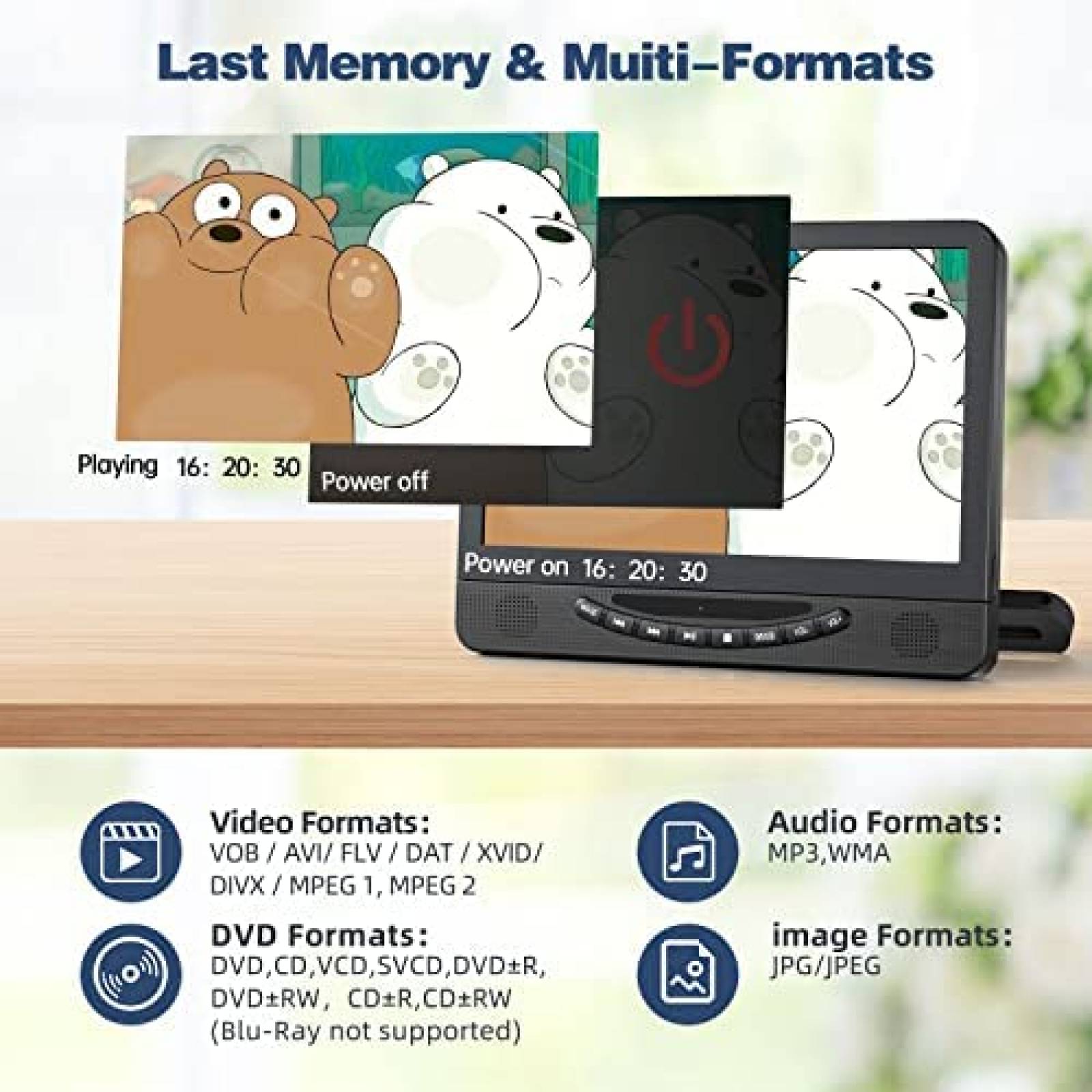 Reproductor DVD Portatil Feleman 12 pulg Dual 1080p HDMI