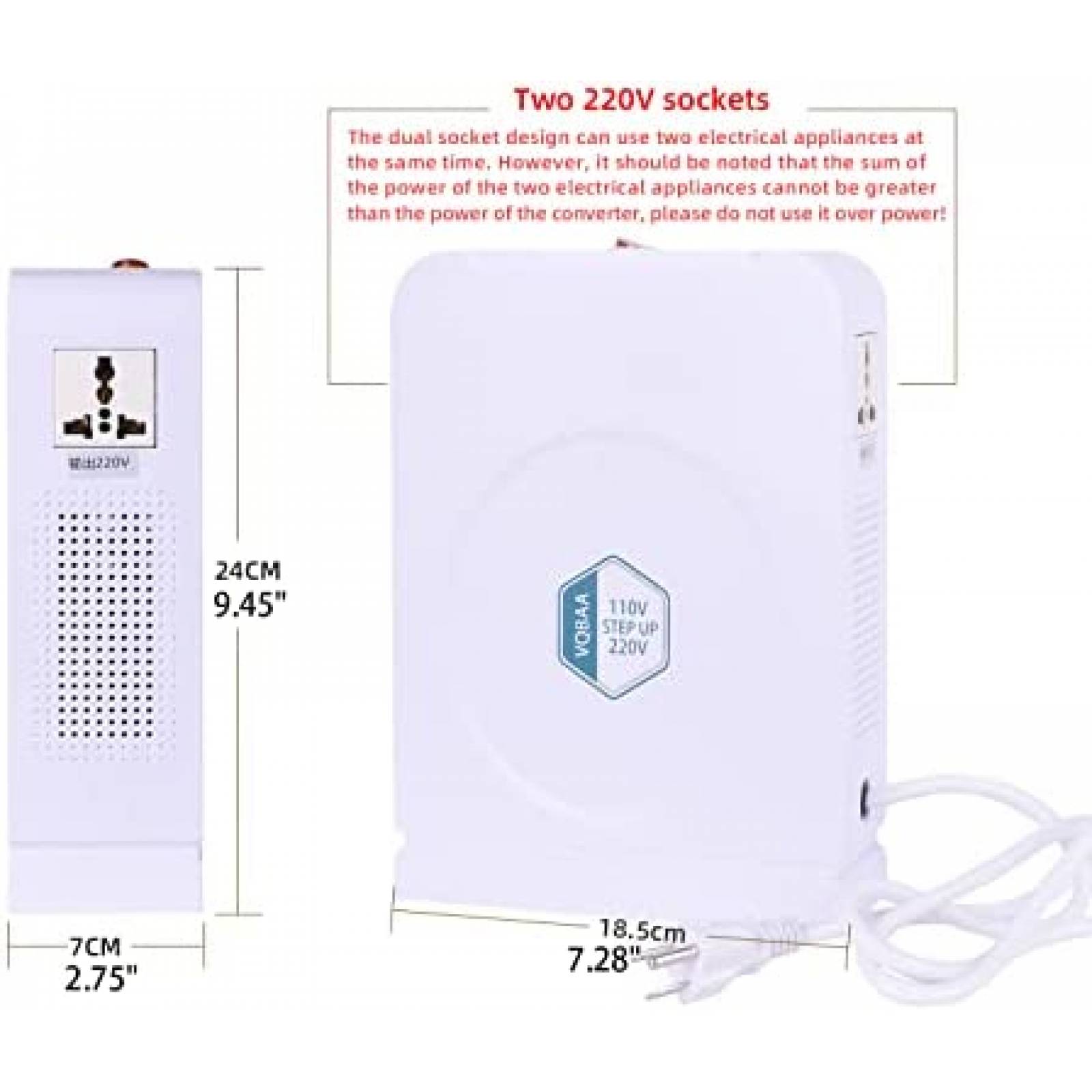 Convertidor VQBAA 110V a 220V 3000 watts 220V-240V -Blanco