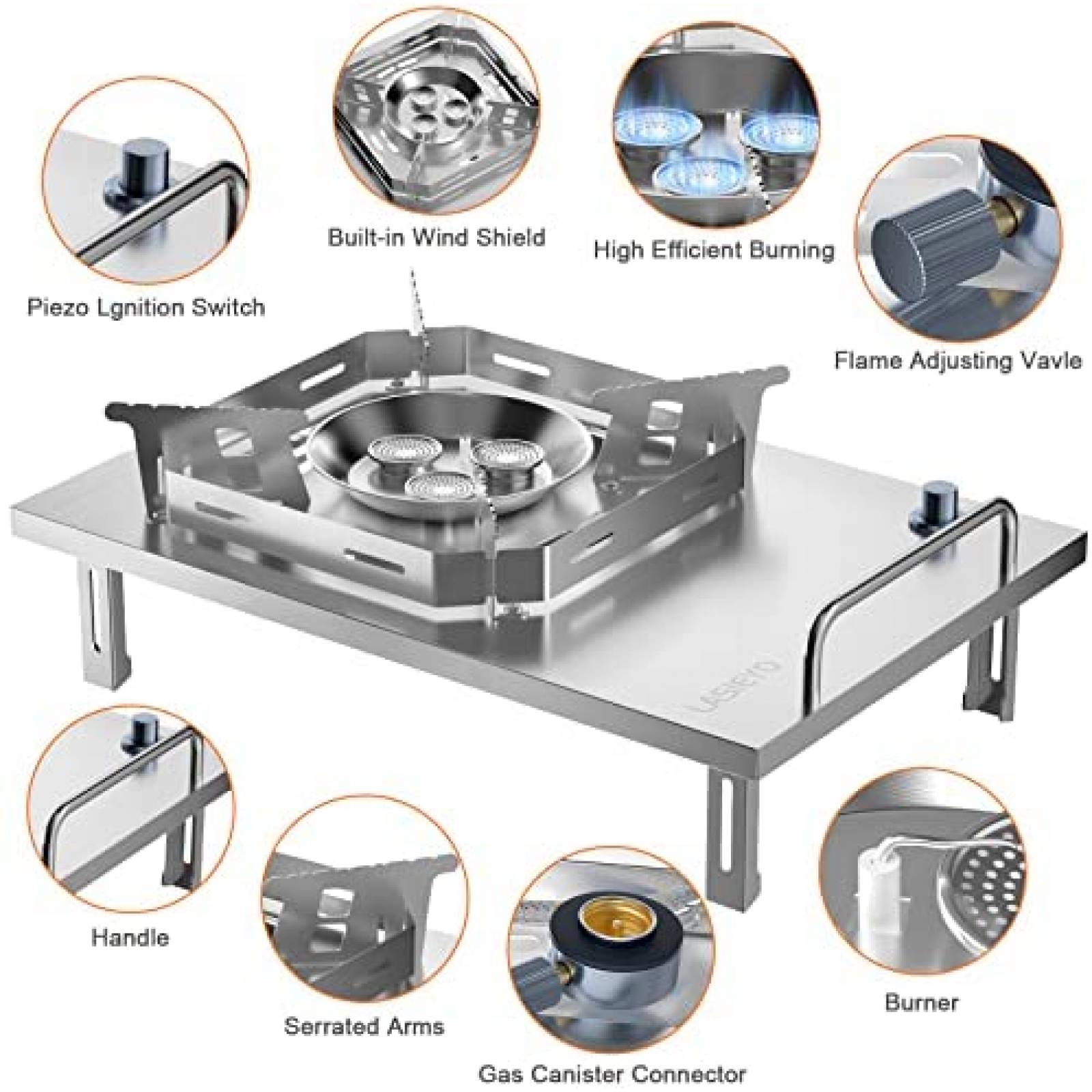 Estufa Portatil LASIEYO de 7500W para Acampar -Gris